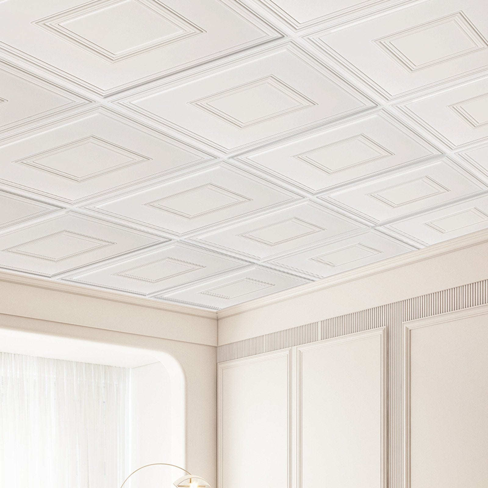 Kitchen & Bathroom DIY: VEVOR Ceiling Tiles 12-Pack 24 x 24 in PVC Easy Installation White Geometric