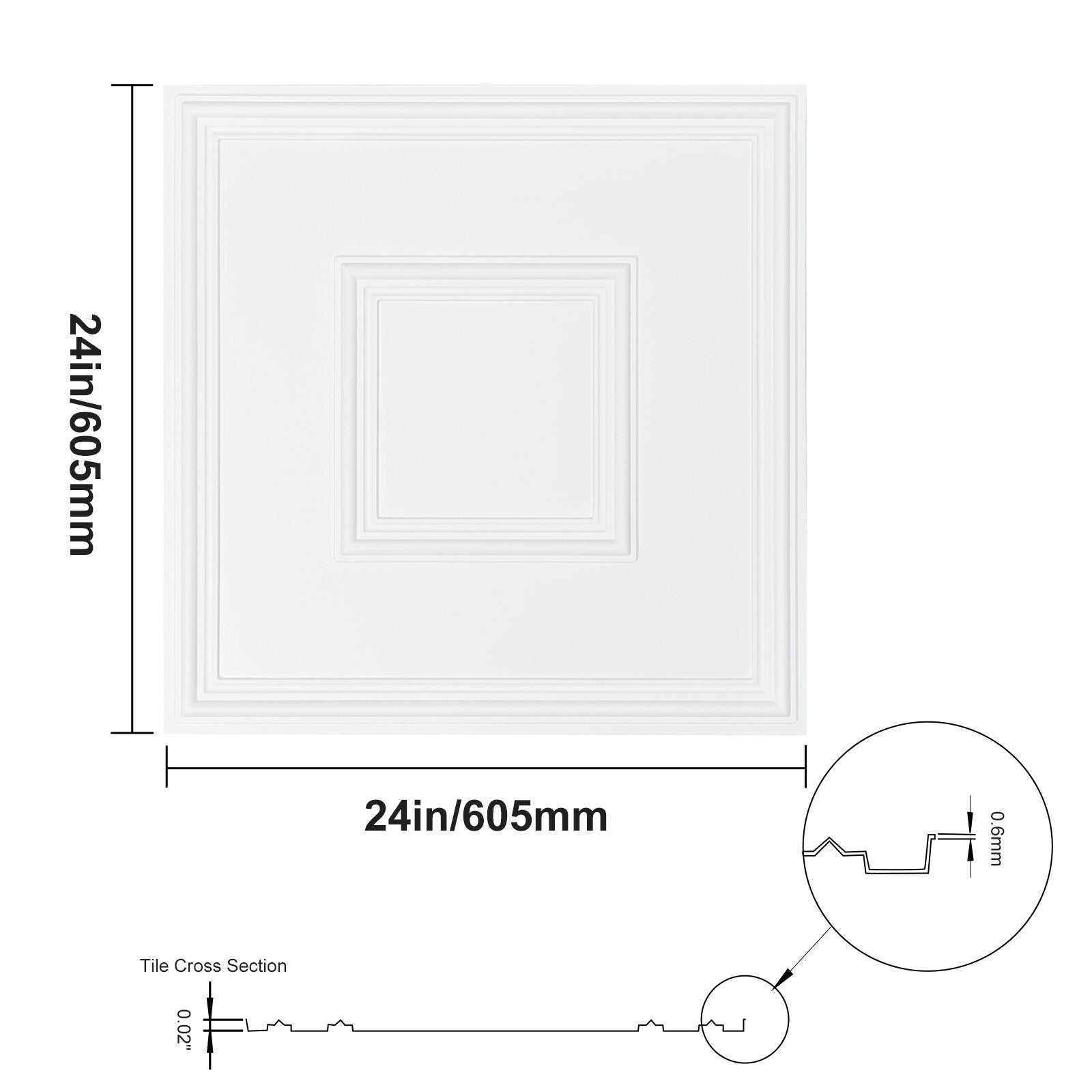 Kitchen & Bathroom DIY: VEVOR Ceiling Tiles 12-Pack 24 x 24 in PVC Easy Installation White Geometric