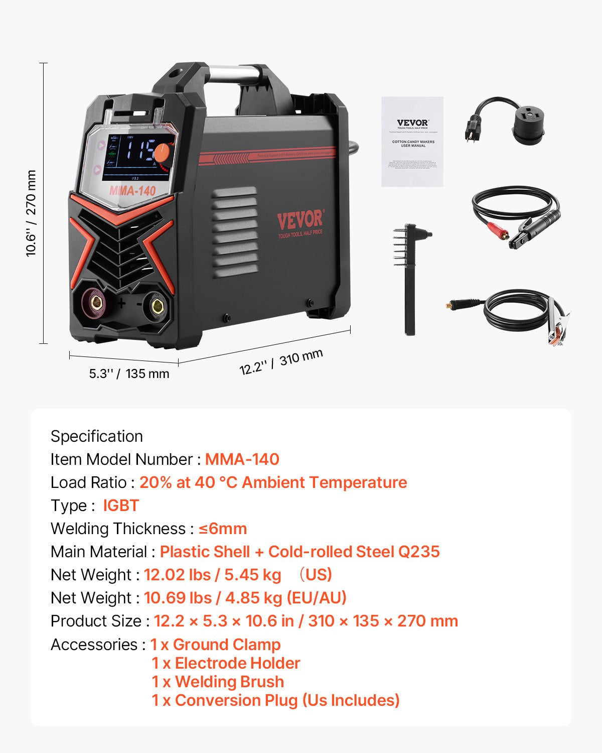 Welding Guns & Plasma Cutters: VEVOR TIG Welder 4-In-1 Welding Machine Pulse MMA Lift STICK IGBT Inverter LED