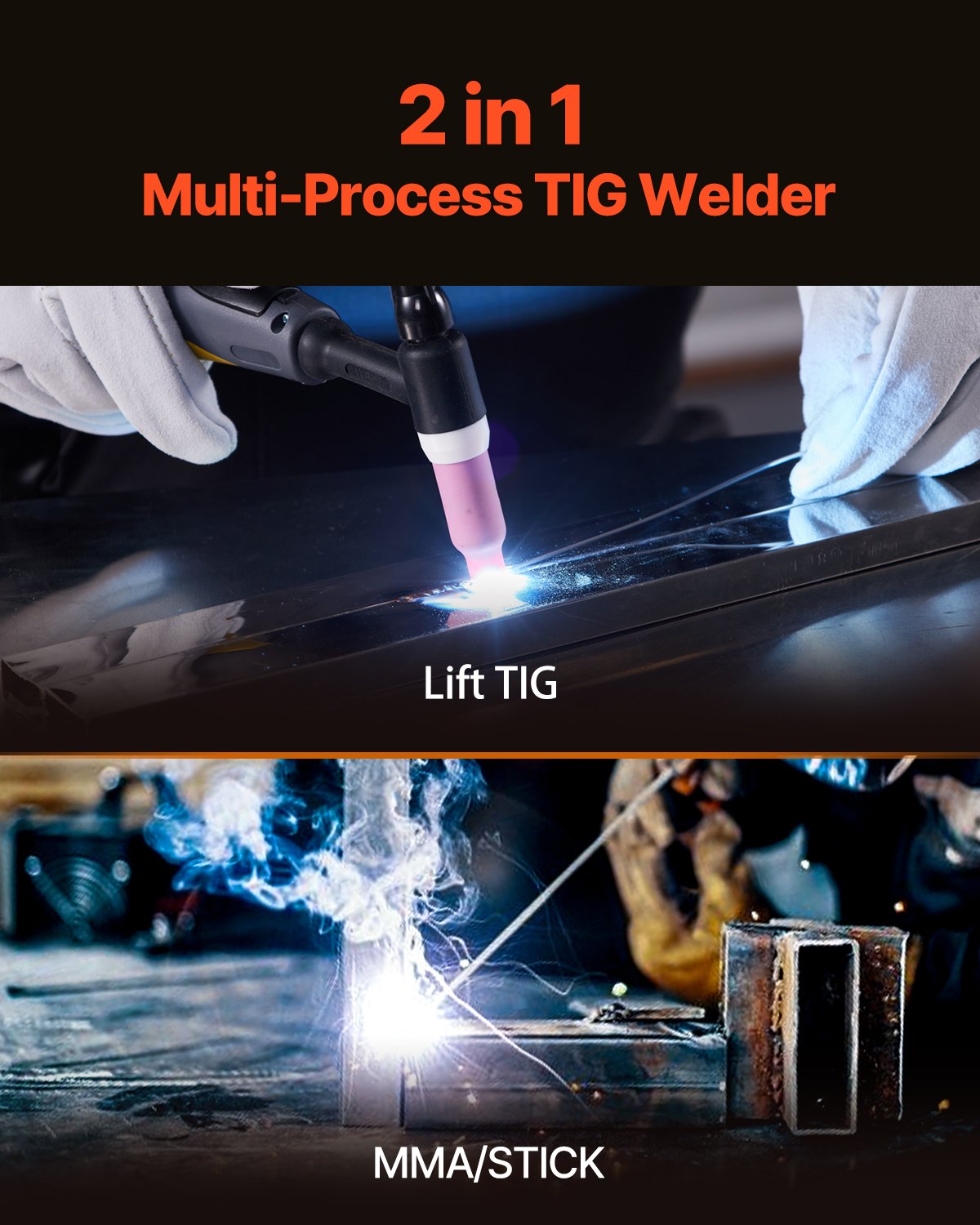 Fountain & Ponds Accessories: VEVOR TIG Welder 2-In-1 Welding Machine Lift MMA Stick Arc IGBT Hot Start LED