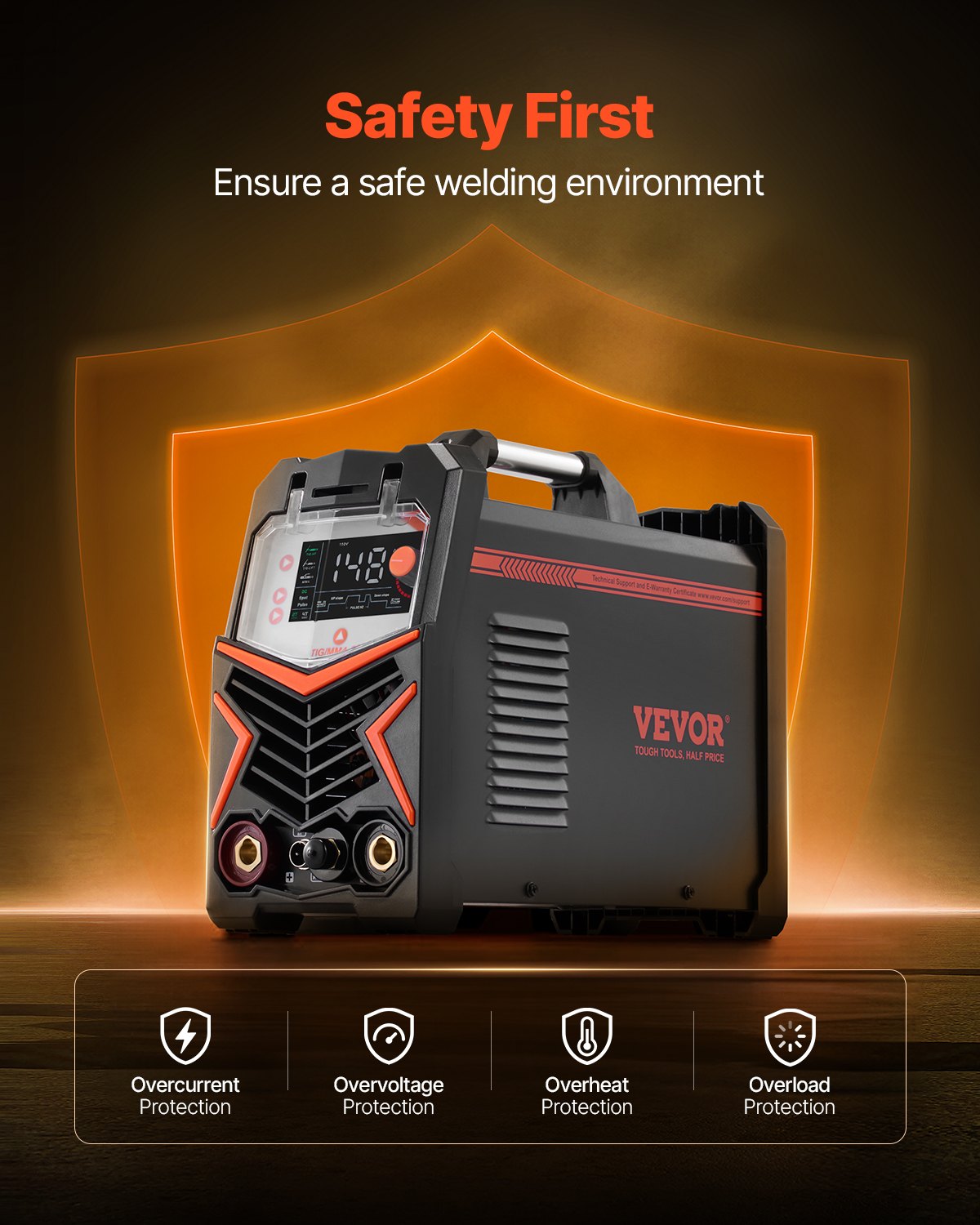 TIG Welder, 205A 3-In-1 Welding Machine (Large LED Display)- DC TIG/DC Pulse TIG/MMA(Stick), Electric Welder with IGBT Inverter High-Frequency Start