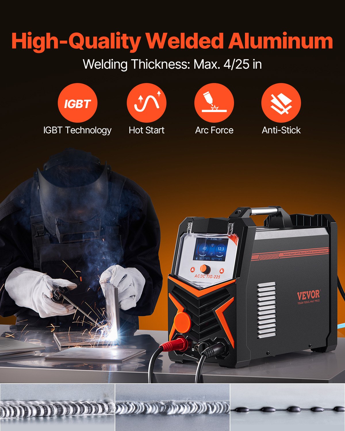 Welding Guns & Plasma Cutters: VEVOR TIG Welder 6-In-1 AC/DC Welding Machine Pulse Spot MMA Stick IGBT Inverter