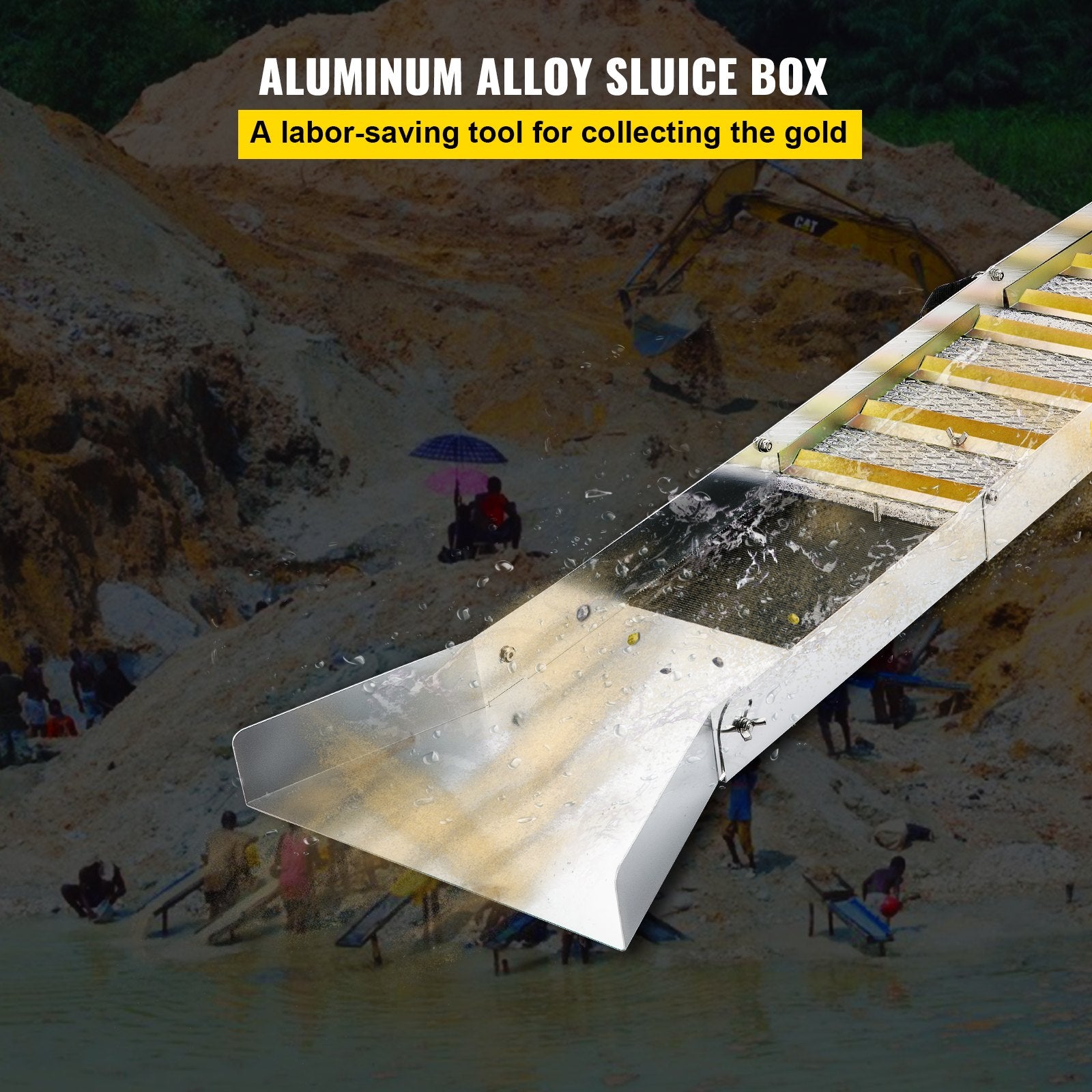 Building Materials: VEVOR Folding Aluminum Alloy Sluice Box, Compact 50" Sluice Boxes for Gold, Lightweight Gold Sluice Equipment, Portable Sluice Boxes with Miner's Moss, River, Creek, Gold Panning, Prospecting, Dredg
