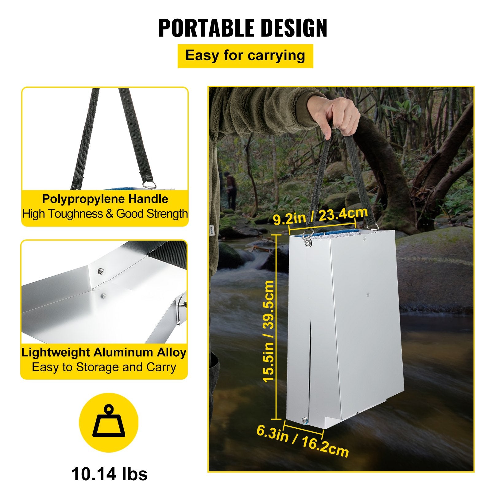 Building Materials: VEVOR Folding Aluminum Alloy Sluice Box, Compact 50" Sluice Boxes for Gold, Lightweight Gold Sluice Equipment, Portable Sluice Boxes with Miner's Moss, River, Creek, Gold Panning, Prospecting, Dredg