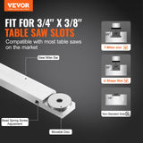 Chainsaws: VEVOR Precision Miter Gauge, Standard Slot 3/4'' x 3/8'', Aluminum Alloy Table Saw Miter Gauge with 19-35 in Grating 15 Angle Stops Adjustable Spring Loaded Plunger and Removable Disc, for Woodworking