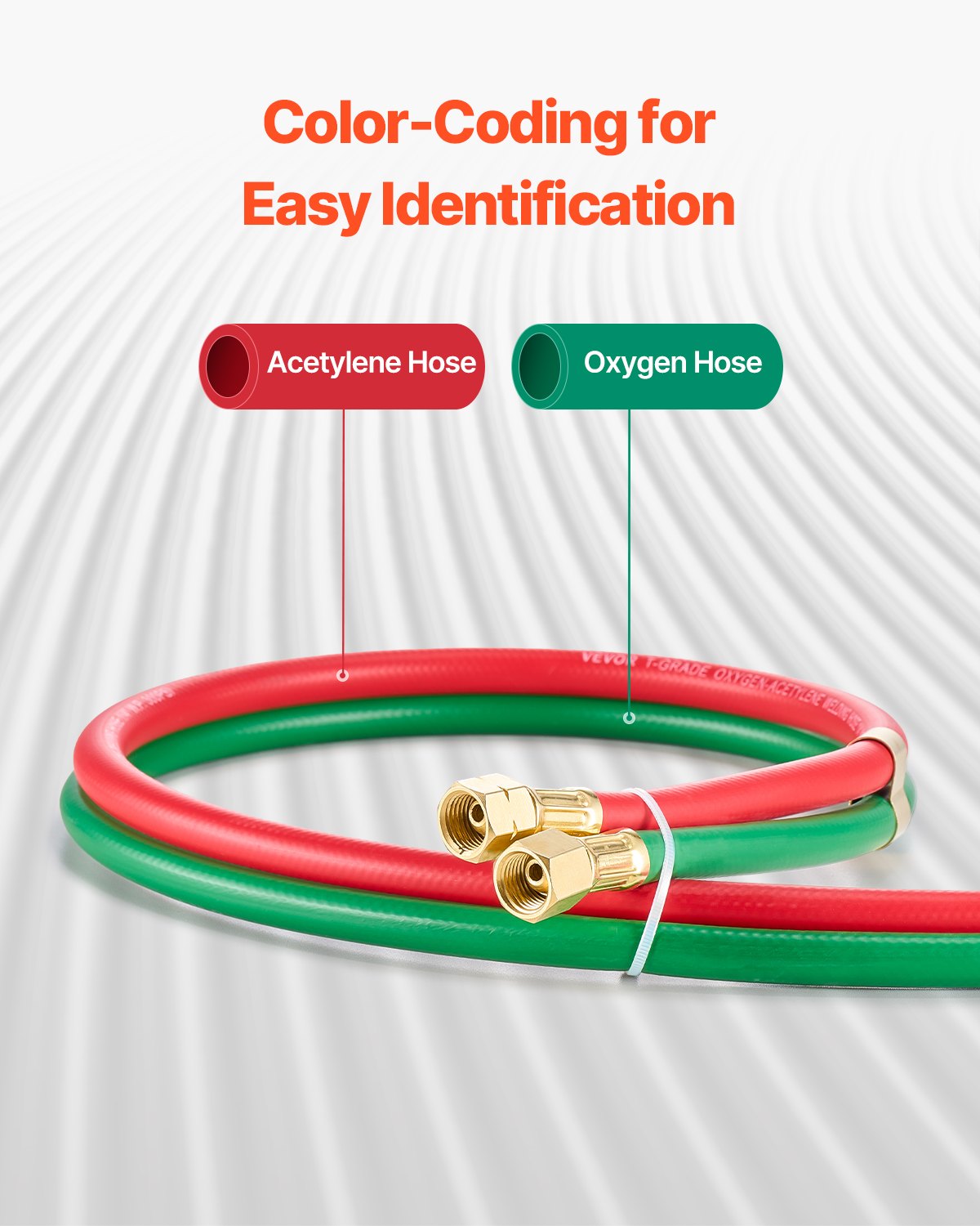 Air Compressors Accessories: Oxygen Acetylene Hose 1/4-Inch x 100FT T Grade Hose 300PSI Max Working Pressure