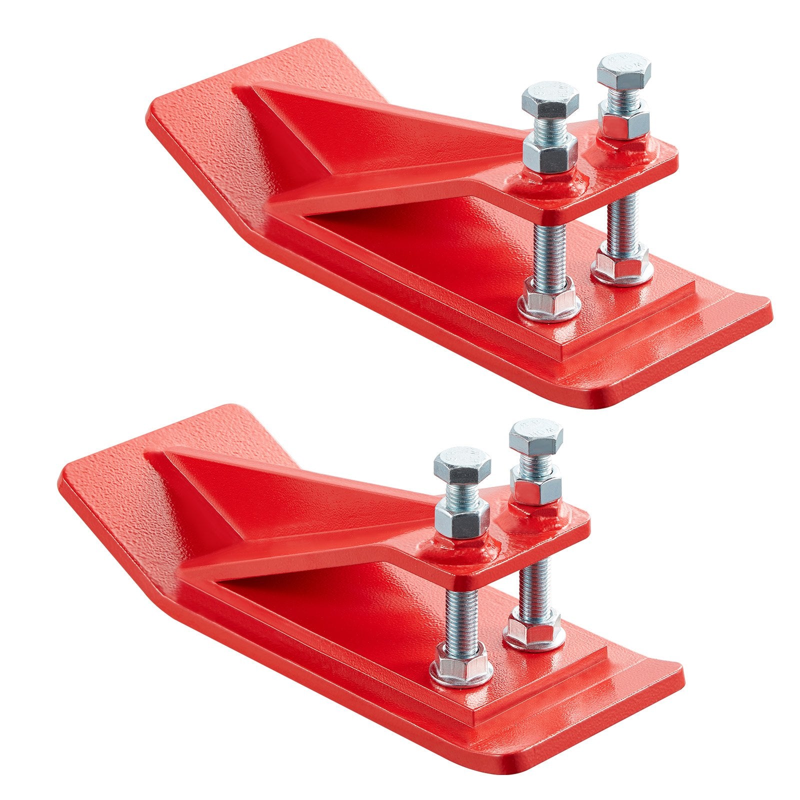 Tractor Bucket Protector, 2PCS Heavy Duty Steel Bucket Edge Protectors, Edge Tamer Anti-Skid Device with Double Hexagon Lock Nuts and Bolts, for Snow, Leave Removal & Spreading Gravel (Red)