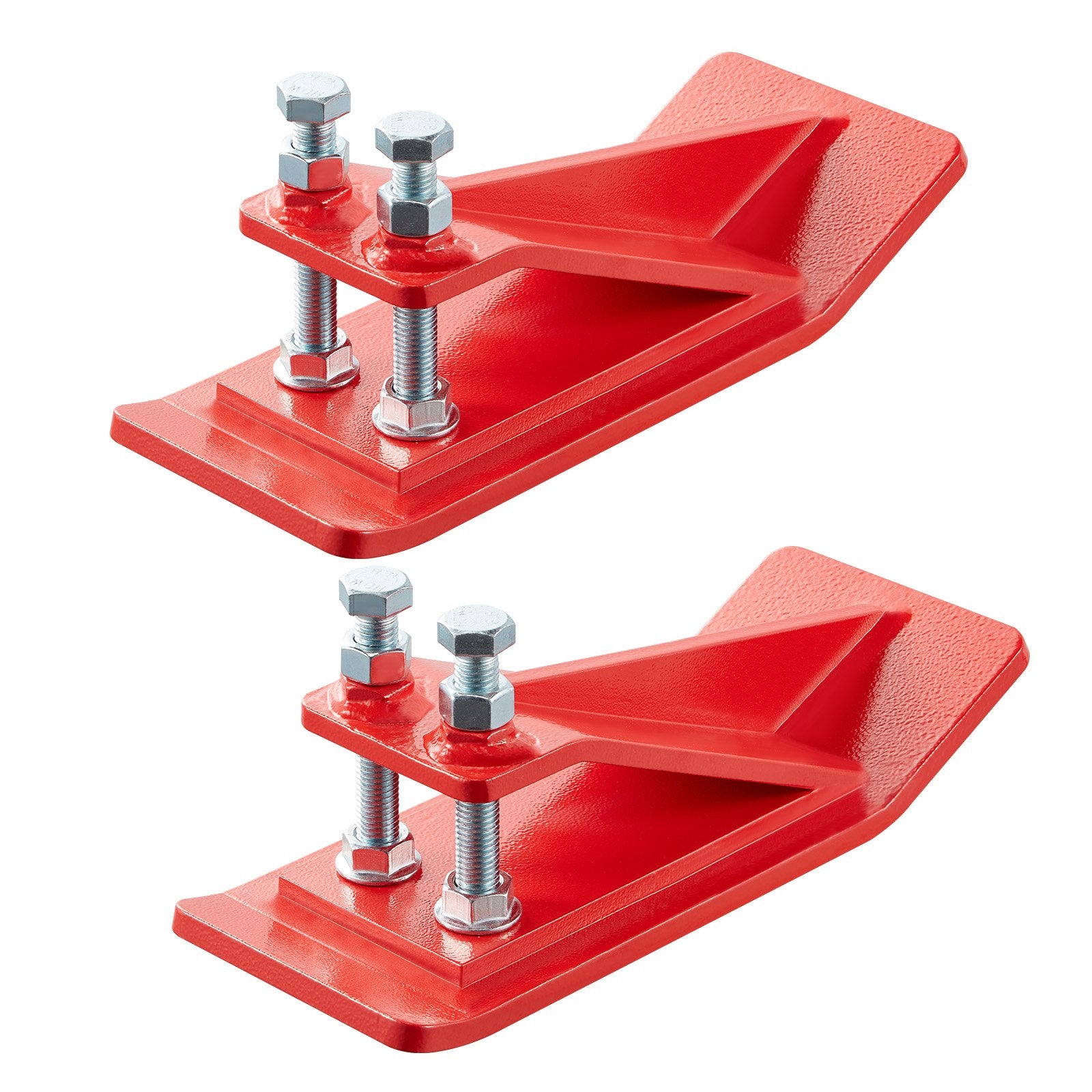 Tractor Bucket Protector, 2PCS Heavy Duty Steel Bucket Edge Protectors, Edge Tamer Anti-Skid Device with Double Hexagon Lock Nuts and Bolts, for Snow, Leave Removal & Spreading Gravel (Red)
