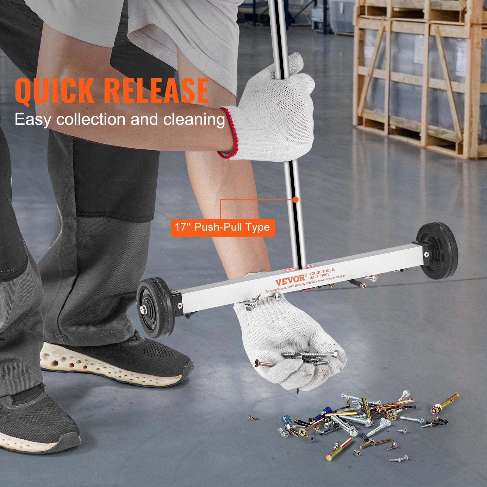 Saw Accessories: VEVOR Magnetic Sweeper with Wheels, 17inch Mini Magnetic Sweeper, 10 lbs Capacity, Adjustable Handle, Lightweight Magnetic Pickup Sweeper to Pick Up Nails and Screws, Easy Cleanup of Workshop Garage