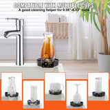 Kitchen Utensils: VEVOR Glass Rinser, 10 Powerful Spraying Jets Rotating Cup Rinser for Sink, 304 Stainless Steel Faucet Cup Washer & Silicone Nonslip Pad for Baby Bottle, Glass Cup, Wine Glass (Matte Black Base)