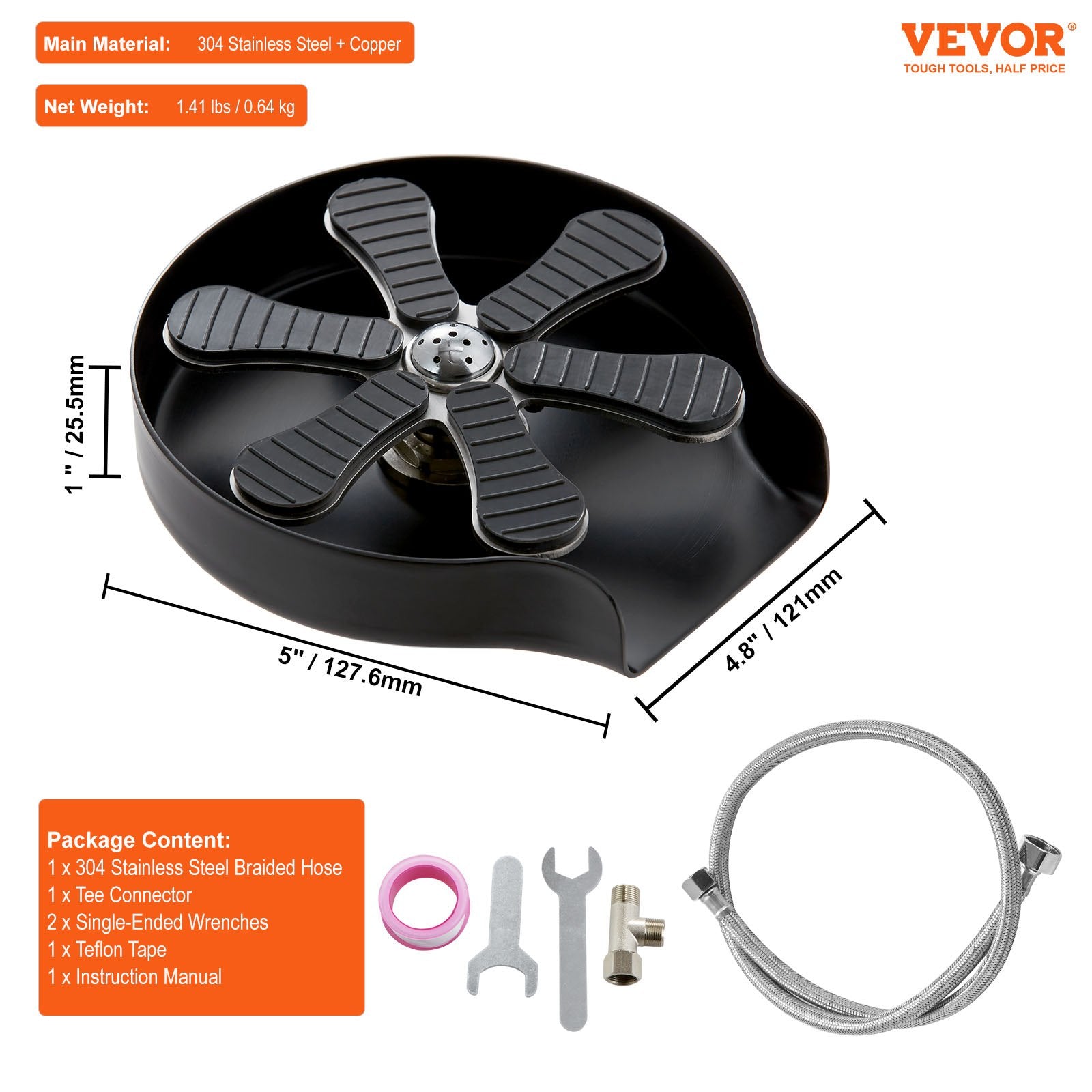 Kitchen Utensils: VEVOR Glass Rinser, 10 Powerful Spraying Jets Rotating Cup Rinser for Sink, 304 Stainless Steel Faucet Cup Washer & Silicone Nonslip Pad for Baby Bottle, Glass Cup, Wine Glass (Matte Black Base)