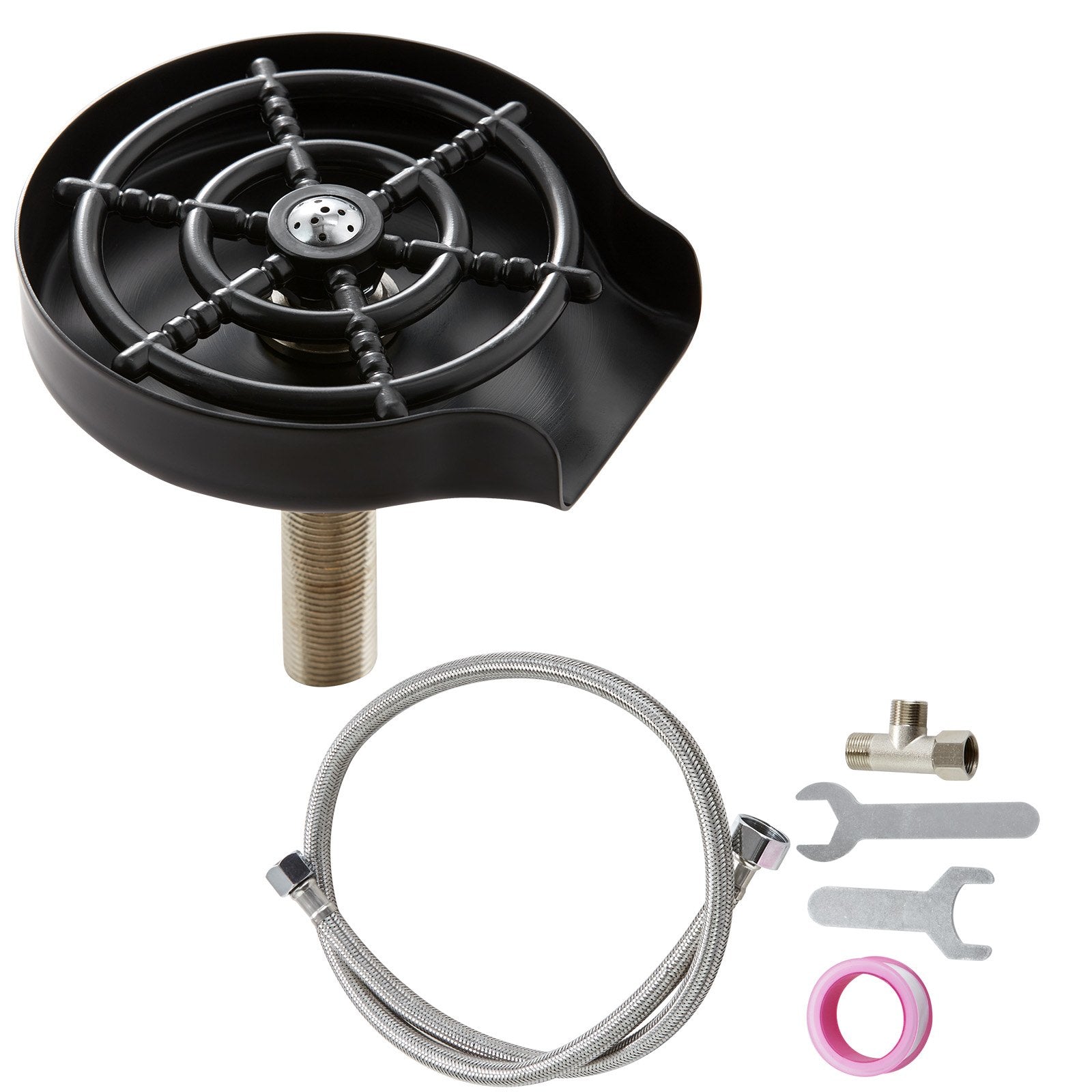 Drinkware: VEVOR Glass Rinser 10-Hole 360 Rotating Stainless Steel Washer ABS Cup Holder