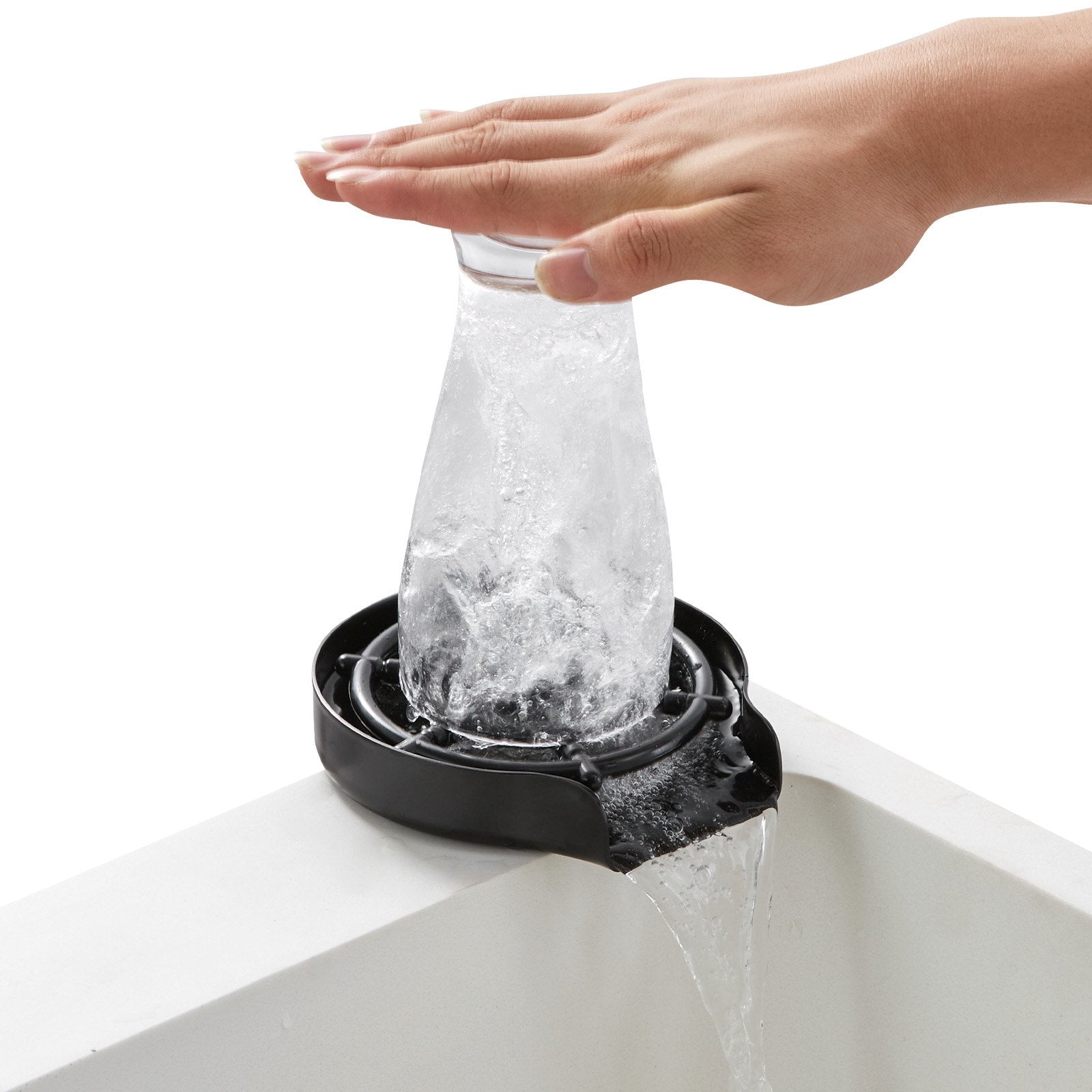 Drinkware: VEVOR Glass Rinser 10-Hole 360 Rotating Stainless Steel Washer ABS Cup Holder