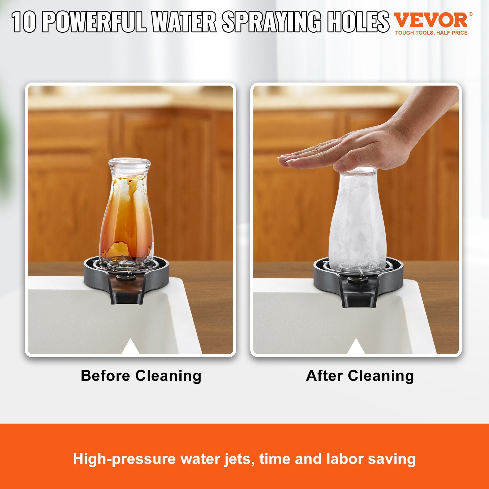 Basketball & Basketball Accessories: VEVOR Glass Rinser, 10 Powerful Spraying Jets Rotating Cup Rinser for Sink, Wearproof ABS Kitchen Sink Faucet Cup Washer & ABS Cup Holder for Baby Bottle, Glass Cup, Wine Glass (Black Base)