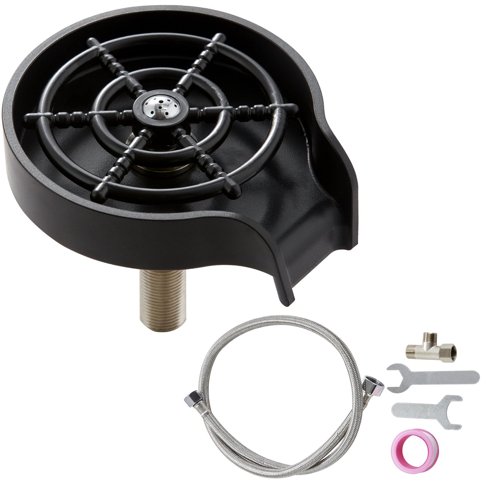 Basketball & Basketball Accessories: VEVOR Glass Rinser, 10 Powerful Spraying Jets Rotating Cup Rinser for Sink, Wearproof ABS Kitchen Sink Faucet Cup Washer & ABS Cup Holder for Baby Bottle, Glass Cup, Wine Glass (Black Base)