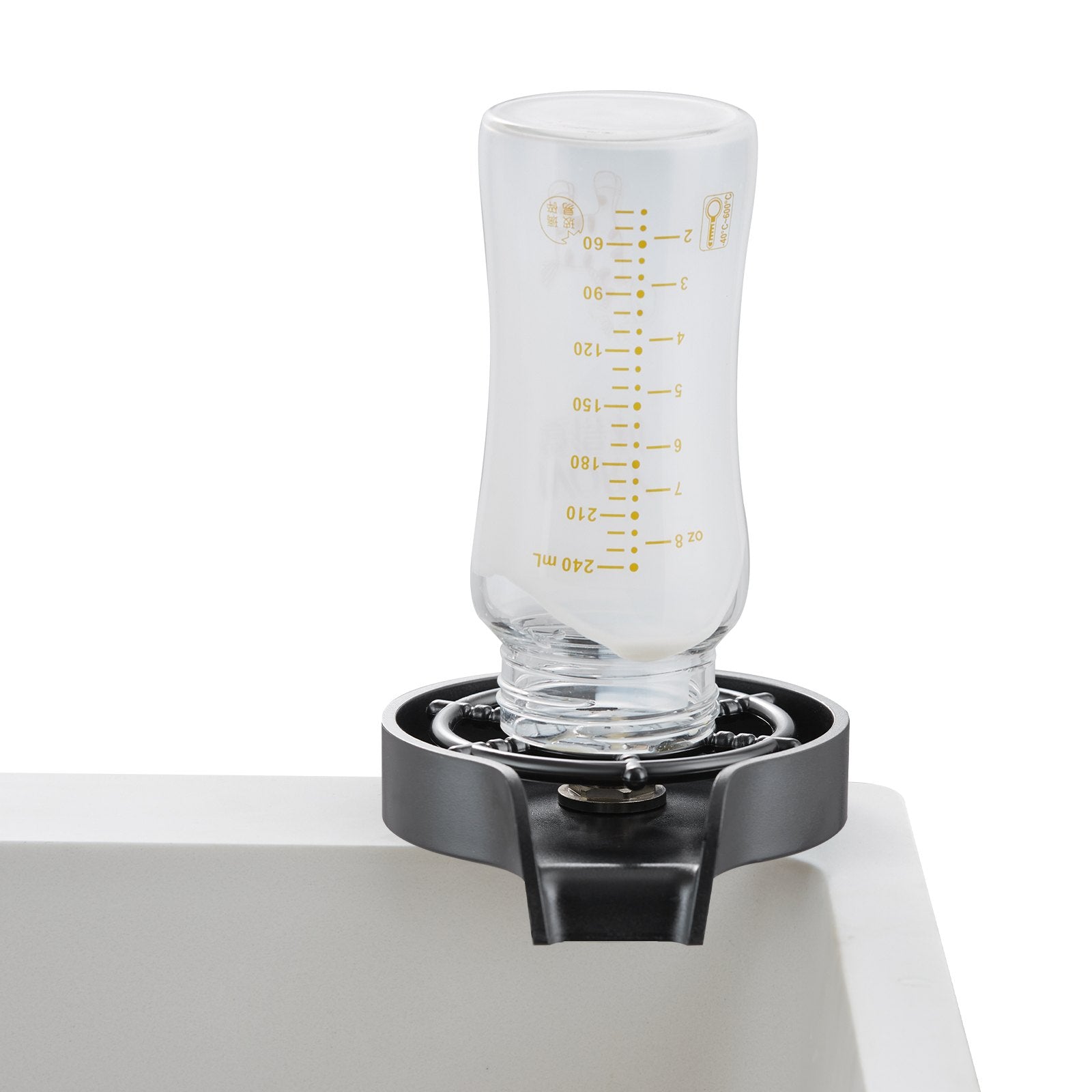 Basketball & Basketball Accessories: VEVOR Glass Rinser, 10 Powerful Spraying Jets Rotating Cup Rinser for Sink, Wearproof ABS Kitchen Sink Faucet Cup Washer & ABS Cup Holder for Baby Bottle, Glass Cup, Wine Glass (Black Base)