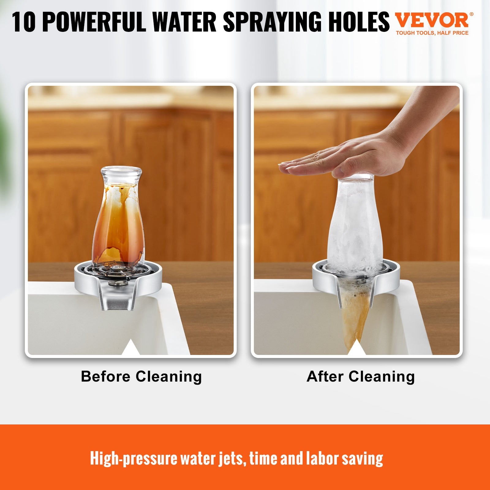 Audio Accessories: VEVOR Glass Rinser 10 Spraying Jets 360° Rotating ABS Cup Washer & Cup Holder