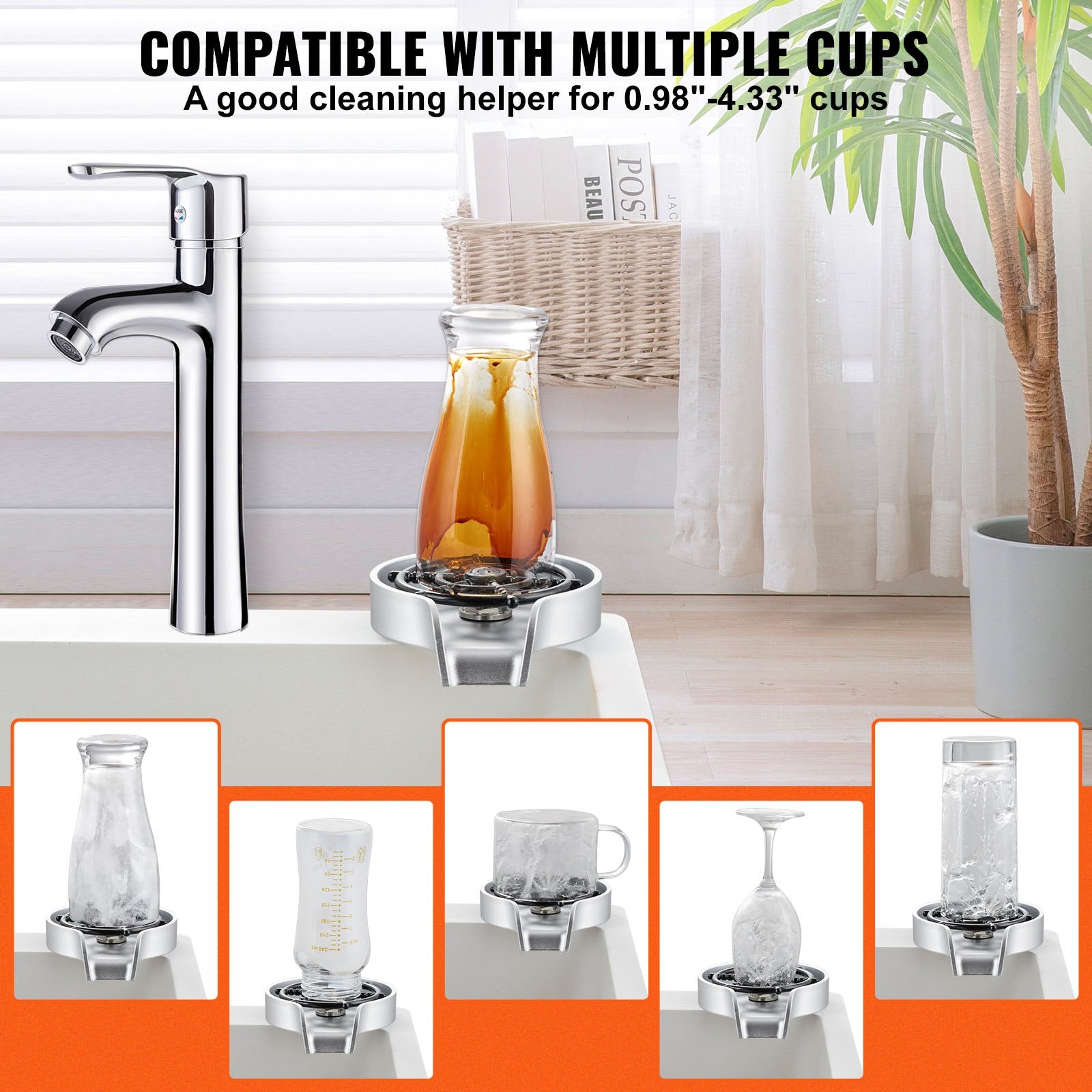 Audio Accessories: VEVOR Glass Rinser 10 Spraying Jets 360° Rotating ABS Cup Washer & Cup Holder