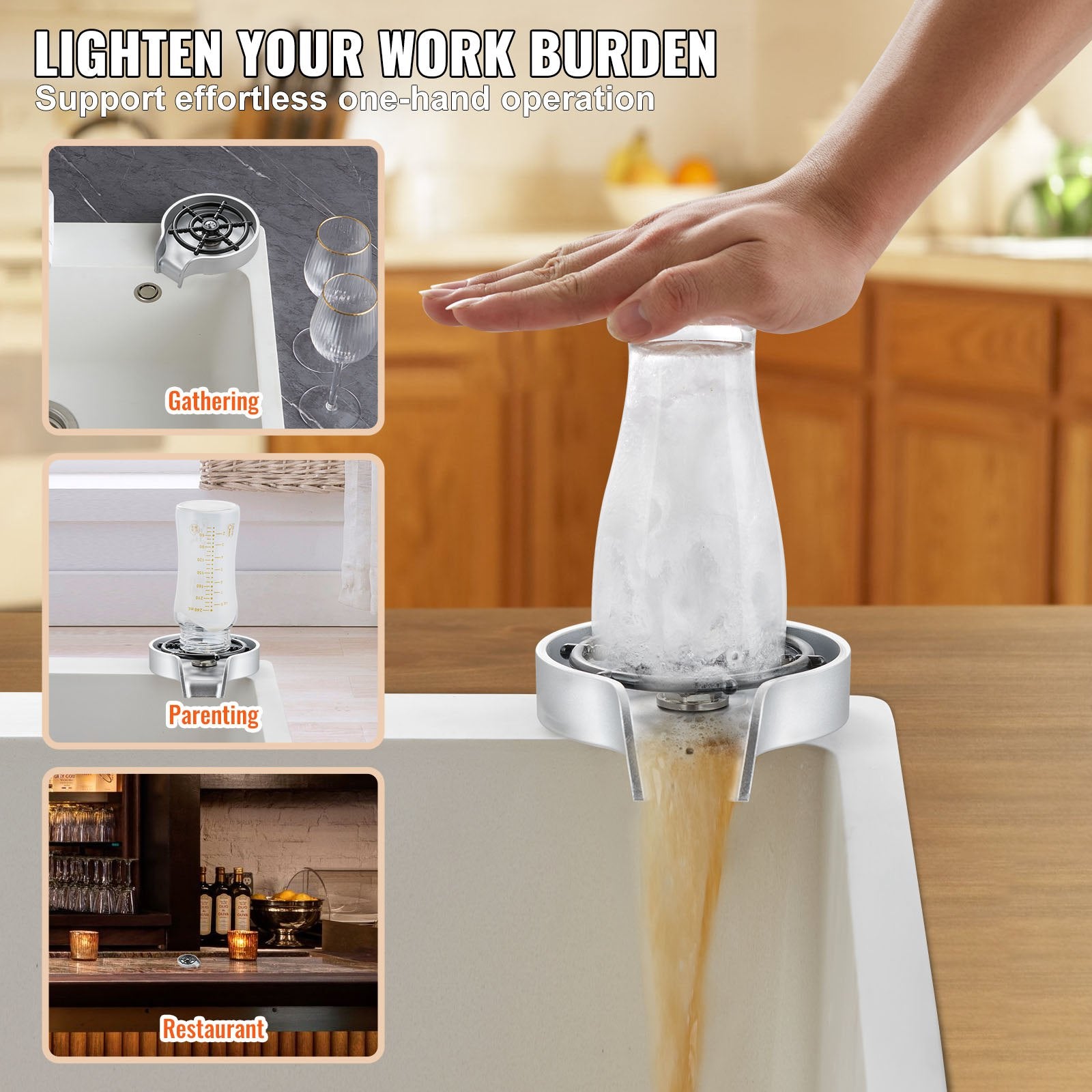 Audio Accessories: VEVOR Glass Rinser 10 Spraying Jets 360° Rotating ABS Cup Washer & Cup Holder