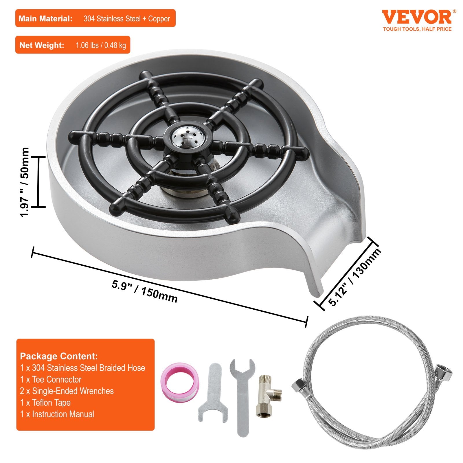 Audio Accessories: VEVOR Glass Rinser 10 Spraying Jets 360° Rotating ABS Cup Washer & Cup Holder