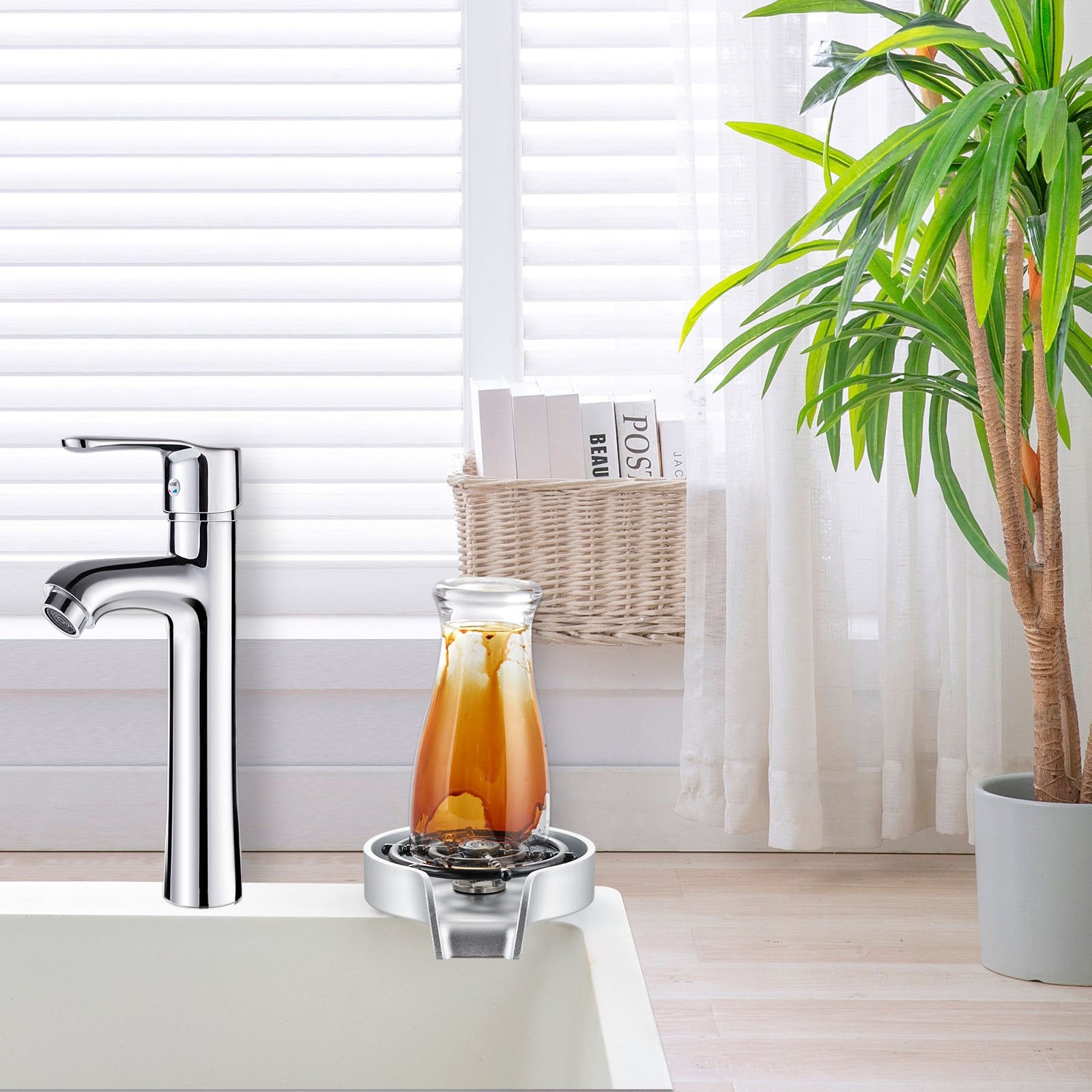 Audio Accessories: VEVOR Glass Rinser 10 Spraying Jets 360° Rotating ABS Cup Washer & Cup Holder