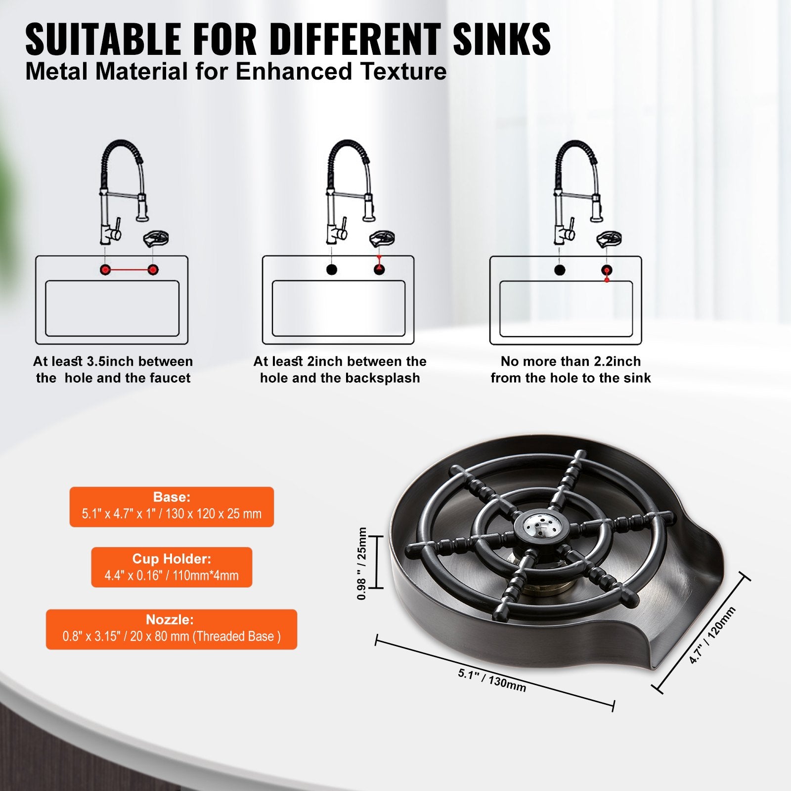 Drinkware: VEVOR Glass Rinser 10-Hole Rotating Stainless Steel Washer ABS Cup Holder