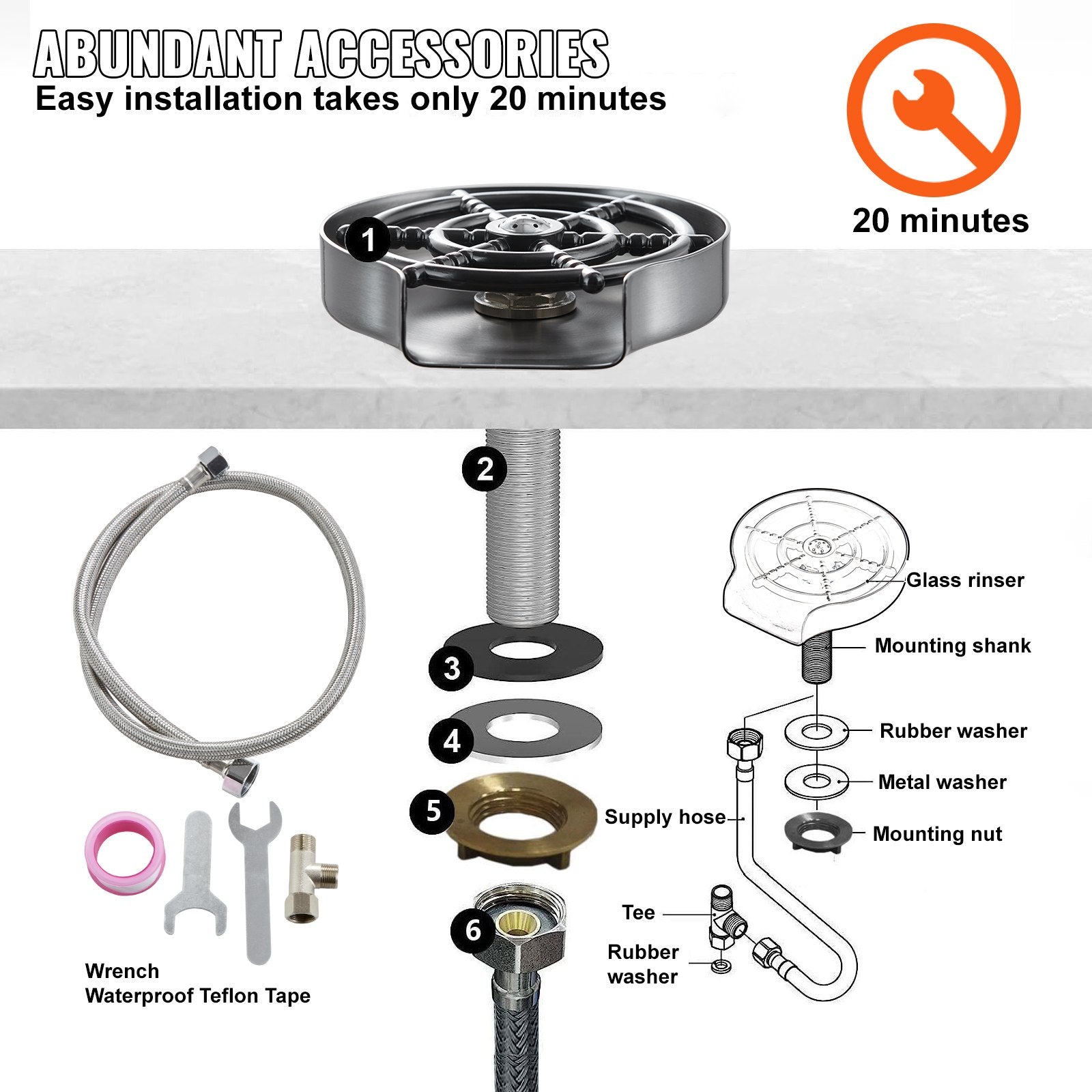 Drinkware: VEVOR Glass Rinser 10-Hole Rotating Stainless Steel Washer ABS Cup Holder