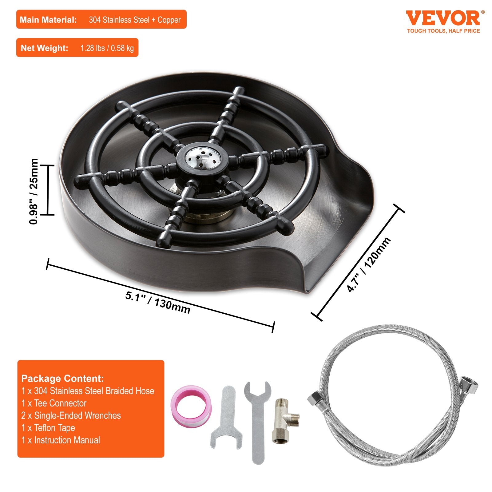 Drinkware: VEVOR Glass Rinser 10-Hole Rotating Stainless Steel Washer ABS Cup Holder