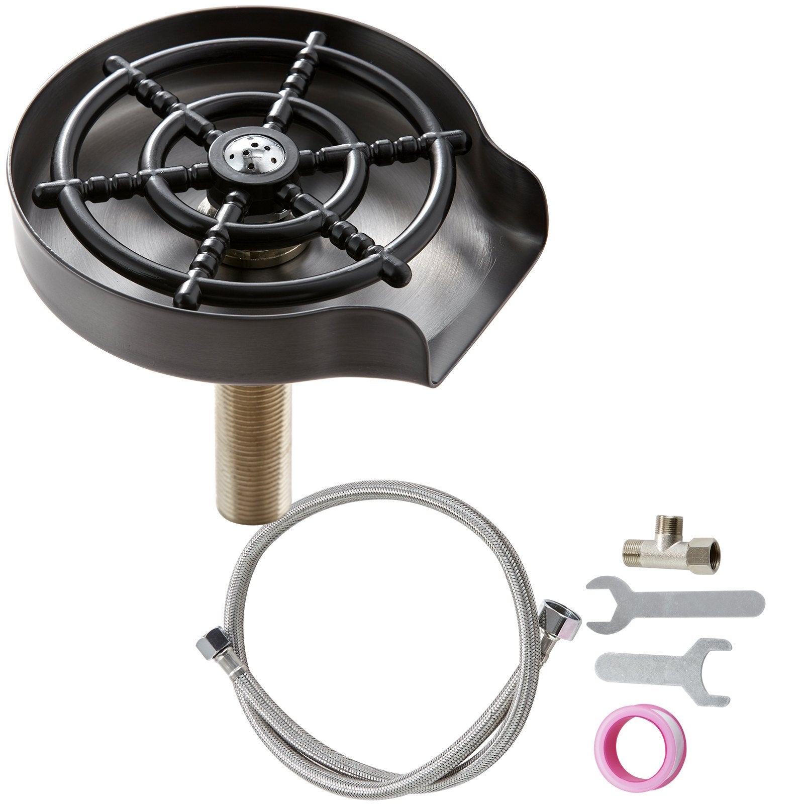 Drinkware: VEVOR Glass Rinser 10-Hole Rotating Stainless Steel Washer ABS Cup Holder