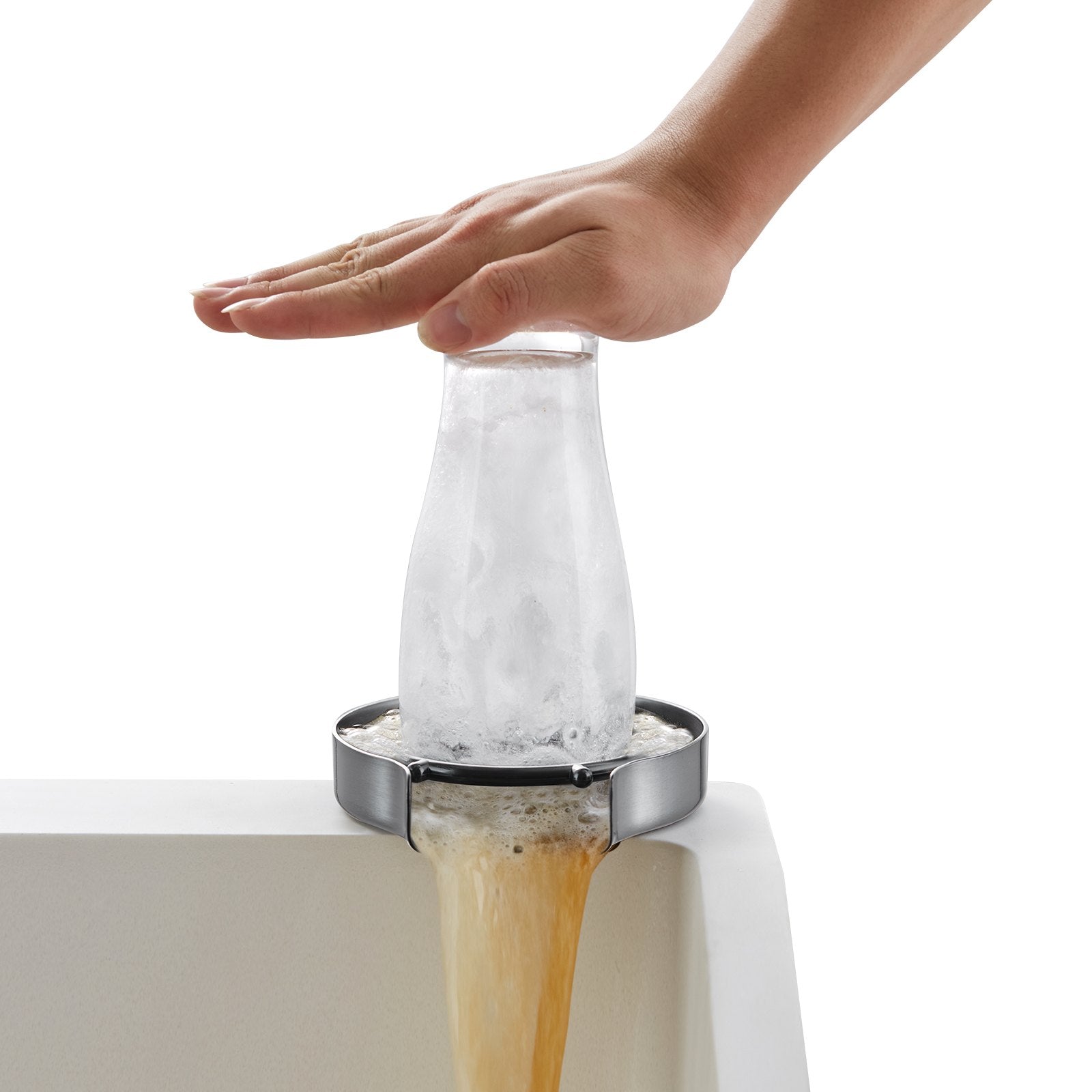 Drinkware: VEVOR Glass Rinser 10-Hole Rotating Stainless Steel Washer ABS Cup Holder