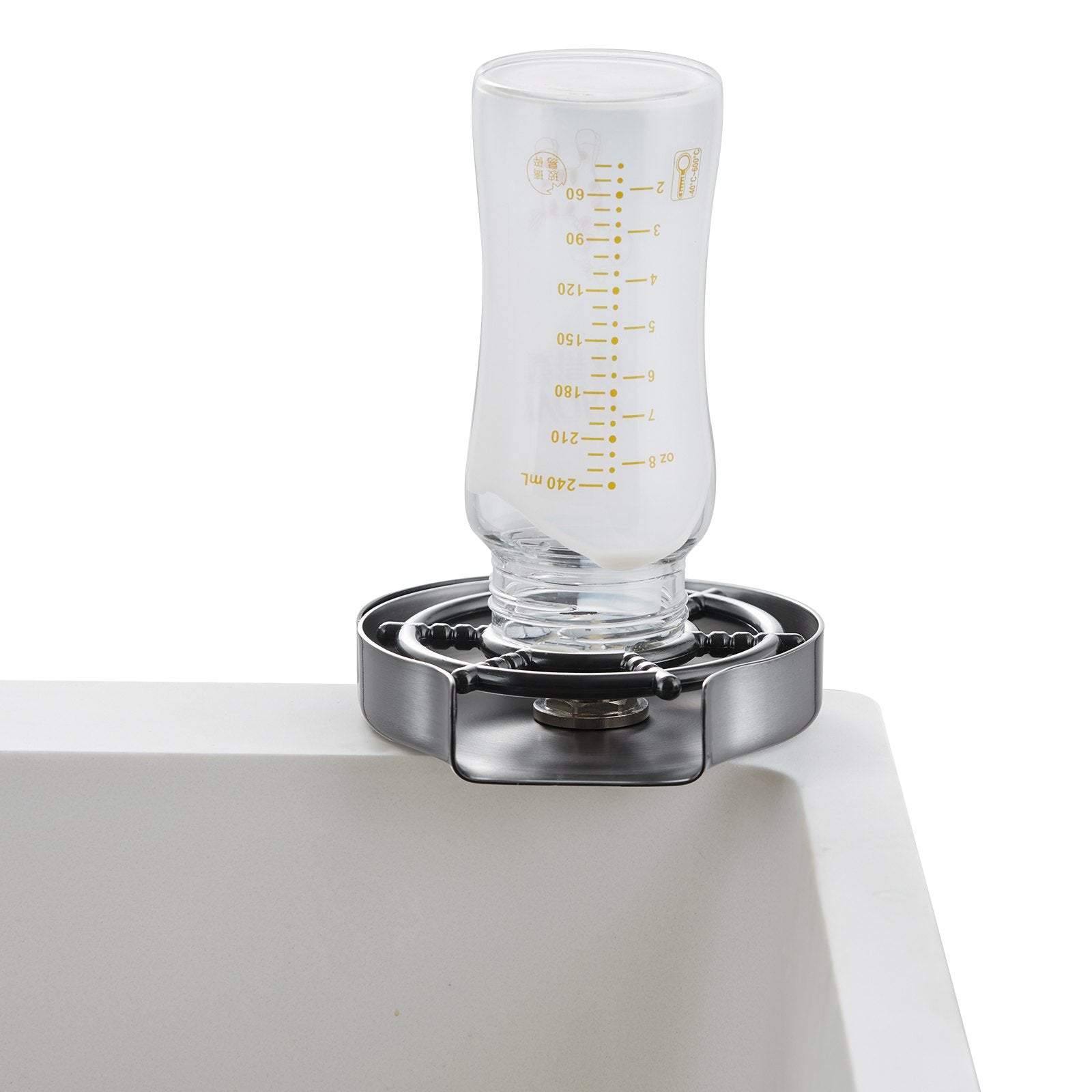 Drinkware: VEVOR Glass Rinser 10-Hole Rotating Stainless Steel Washer ABS Cup Holder