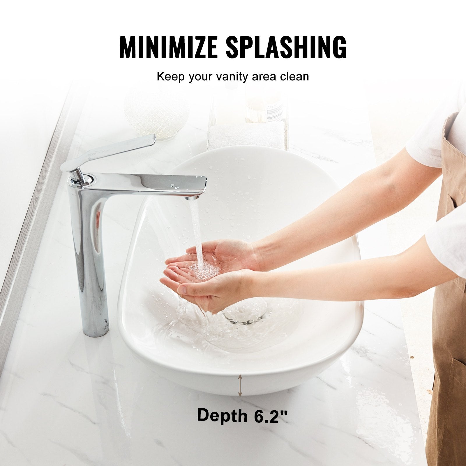 Kitchen & Bathroom DIY: VEVOR Modern Ceramic Vessel Sink 60x36cm Bathroom Vanity Bowl Countertop