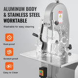 Chainsaws: VEVOR Commercial Electric Meat Bandsaw, 1800W Stainless Steel Countertop Bone Sawing Machine, 380 x 485 mm Workbench, 180 mm Max Cutting Thickness, Frozen Meat Cutter with 5 Blades for Rib Pork Beef