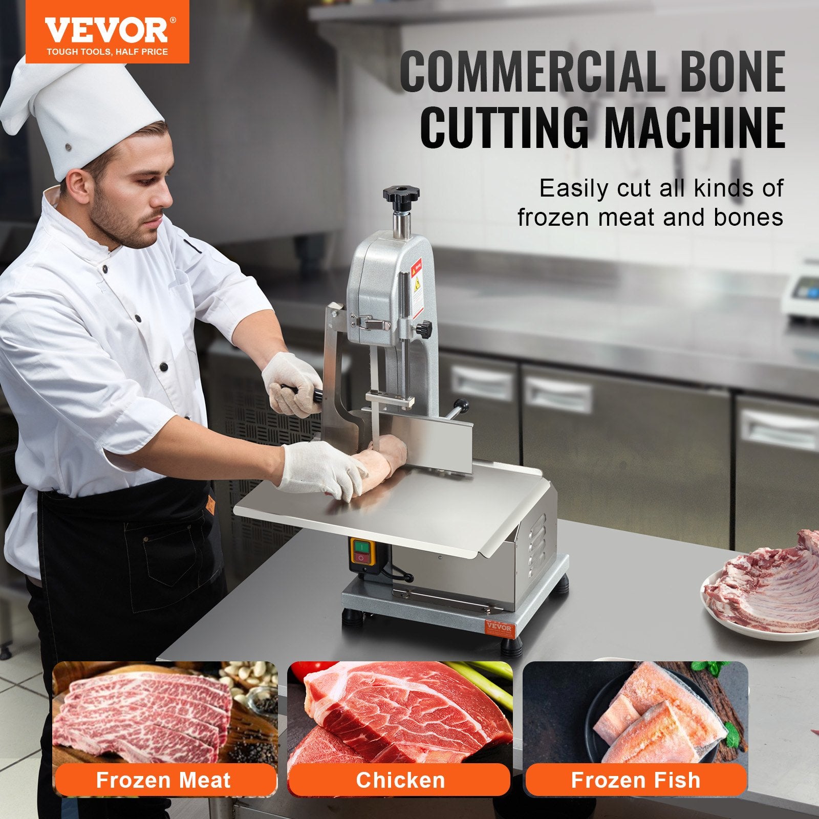 650W Commercial Electric Meat Bandsaw Stainless Steel Bone Sawing Machine
