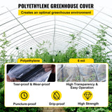 Greenhouses & Accessories: VEVOR Greenhouse Film, 24\' x 100\' Greenhouse Plastic Sheeting, 6 mil Thickness Suncover Greenhouse, Clear Polyethylene Cover, UV Proof Farm Plastic Supply for Gardening, Farming and Agriculture