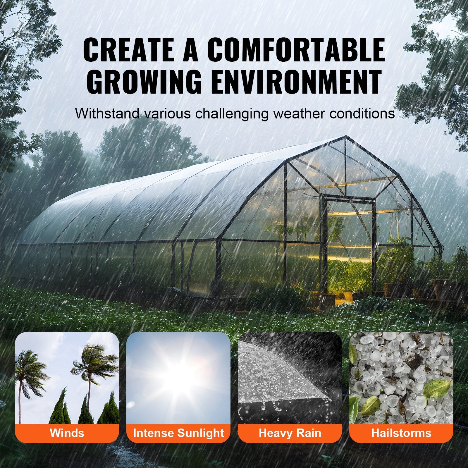 Gardening Tools: VEVOR Greenhouse Plastic Sheeting 7.6 x 7.6 m, 6 Mil Thickness Clear Greenhouse Film, Polyethylene Film 4 Year UV Resistant, for Gardening, Farming, Agriculture, Garden