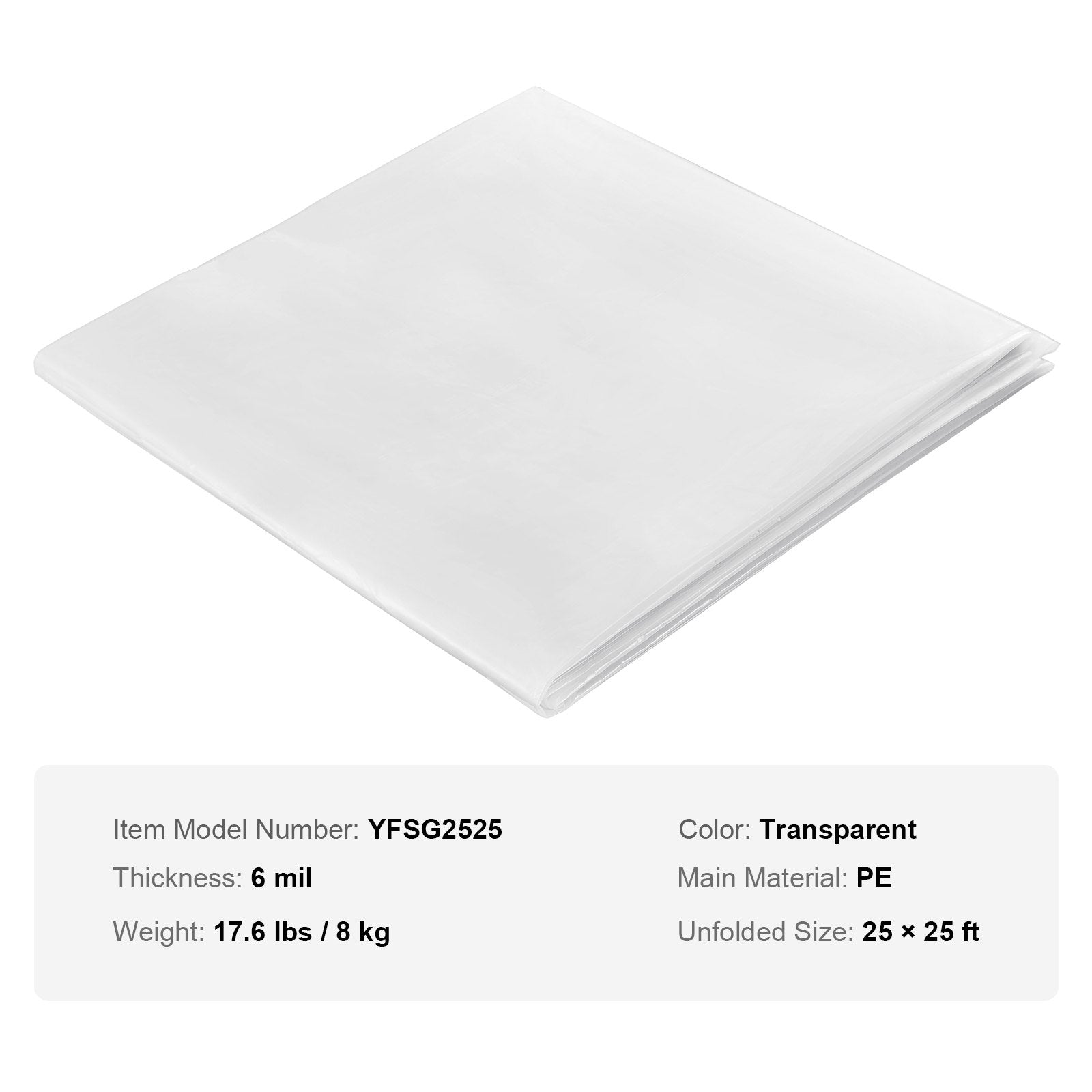 Gardening Tools: VEVOR Greenhouse Plastic Sheeting 7.6 x 7.6 m, 6 Mil Thickness Clear Greenhouse Film, Polyethylene Film 4 Year UV Resistant, for Gardening, Farming, Agriculture, Garden