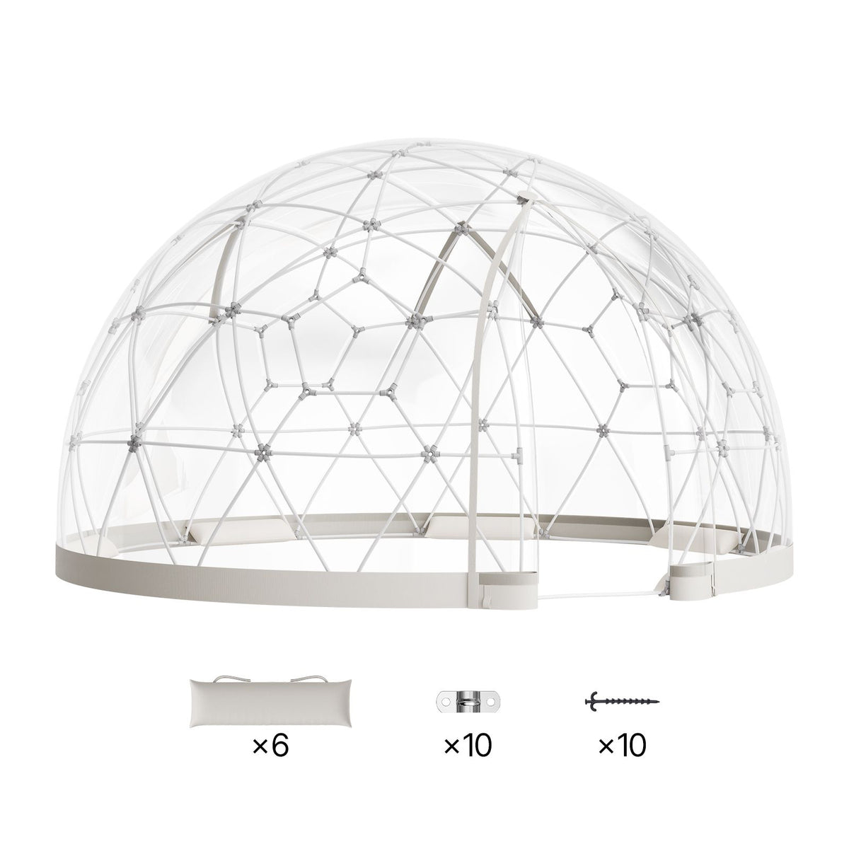 Garden Dome Tent, 2.9 x 1.75 m Outdoor Clear Bubble Tent for 2-4 Person, Weatherproof Geodesic Dome Greenhouse with Window, PVC Igloo Tents for Backyard Patios Camping Party Wedding