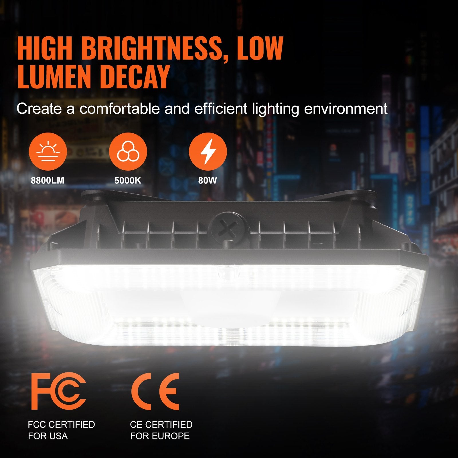 Outdoor Lights: VEVOR 4 Pack LED Canopy Lights 80W 8800LM 5000K Daylight Outdoor Canopy Lighting