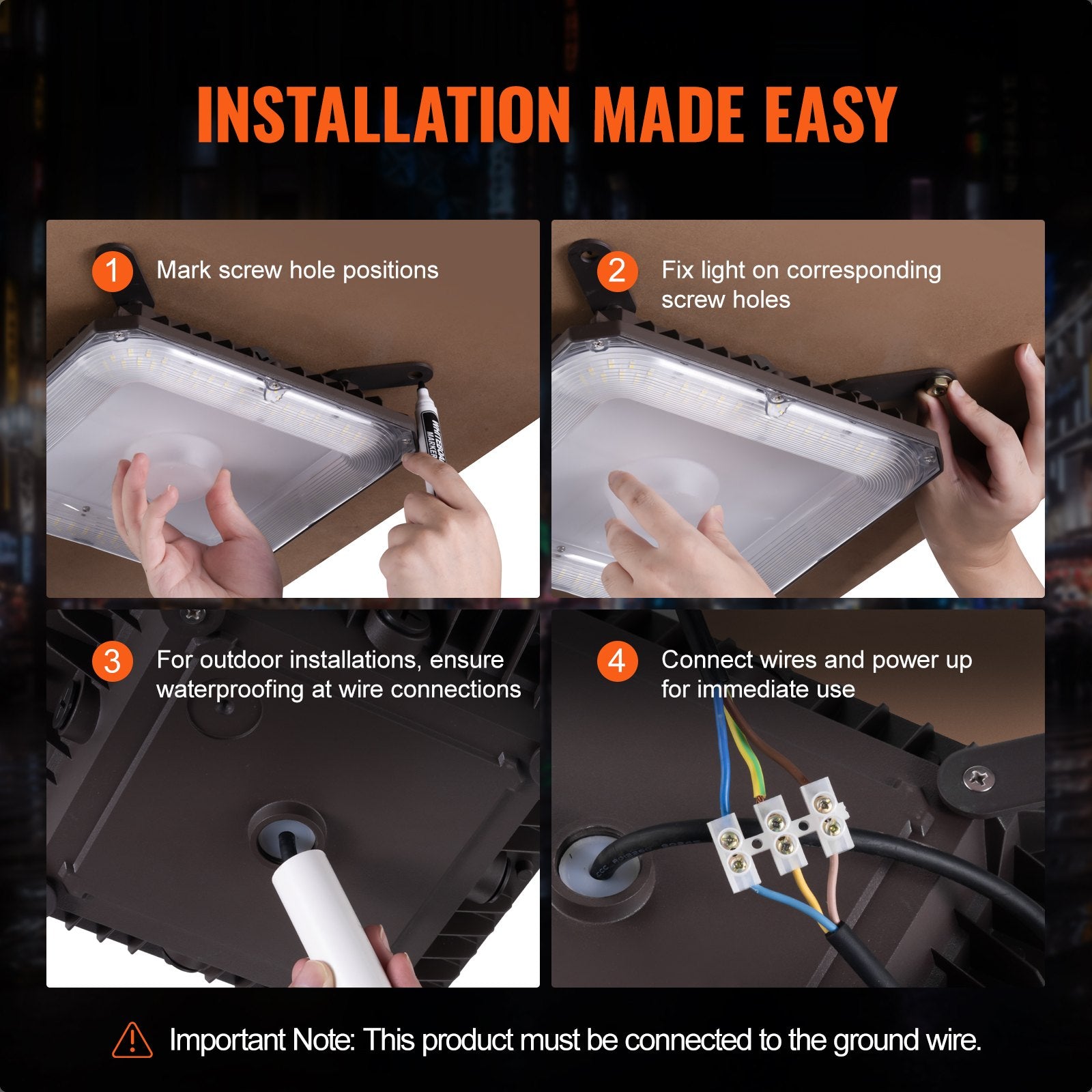 Outdoor Lights: VEVOR 4 Pack LED Canopy Lights 80W 8800LM 5000K Daylight Outdoor Canopy Lighting