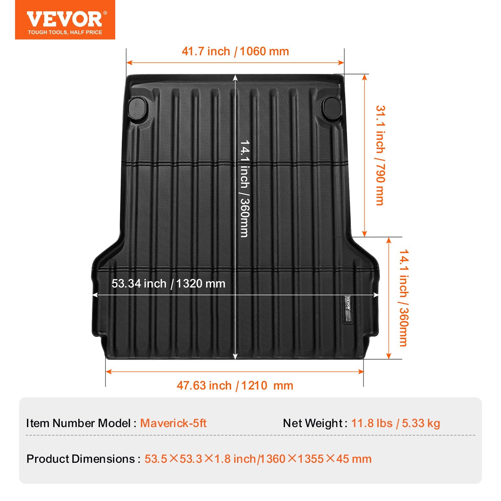 Automotive Repair & Speciality Tools: VEVOR Truck Bed Mat Fit 2022-2024 Ford Maverick TPE Truck Bed Liner Accessories