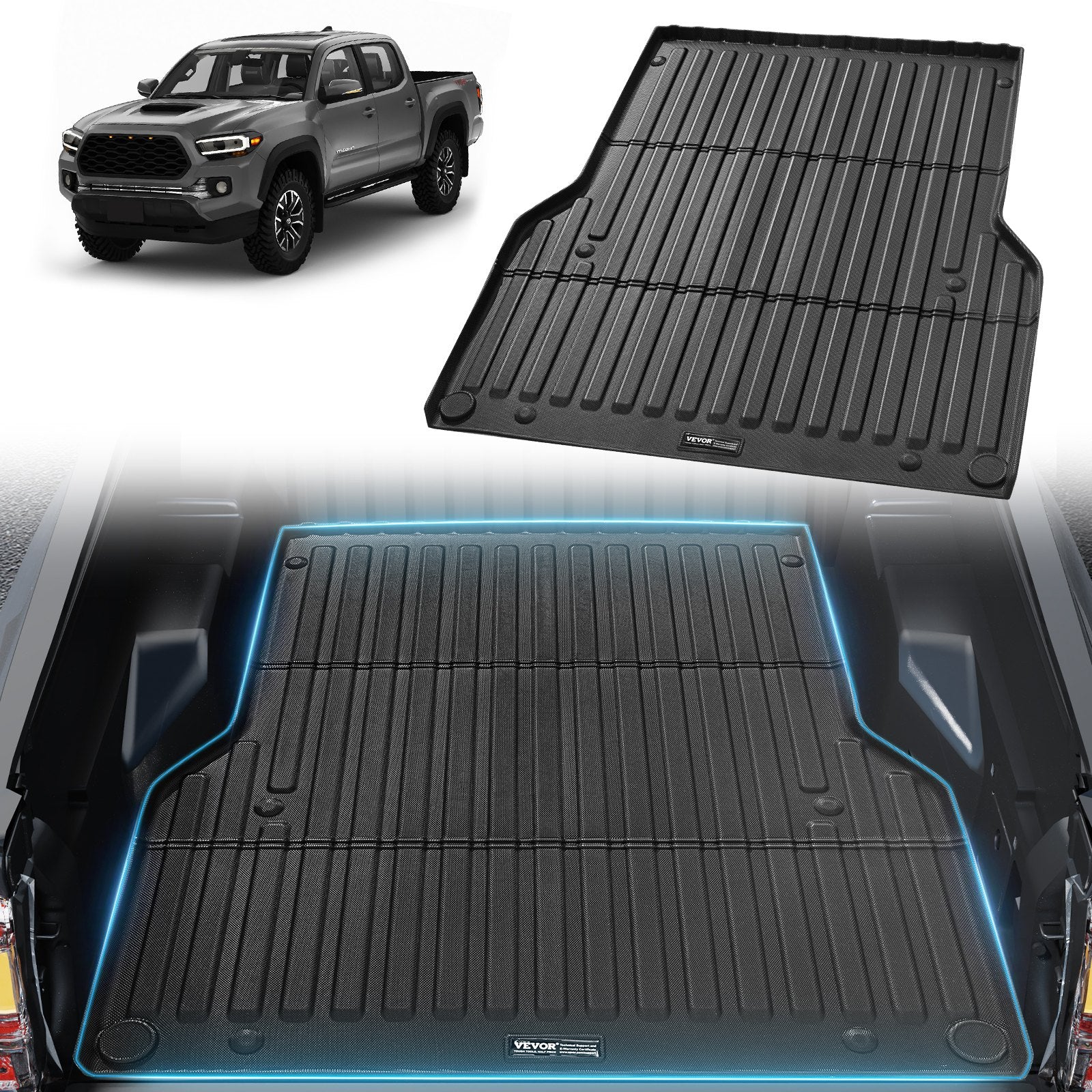 Automotive Parts: VEVOR Truck Bed Mat Fit 2005-2023 Toyota Tacoma TPE Truck Bed Liner Accessories