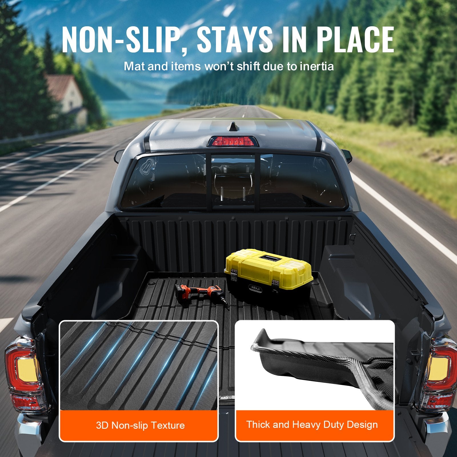 Automotive Parts: VEVOR Truck Bed Mat Fit 2005-2023 Toyota Tacoma TPE Truck Bed Liner Accessories