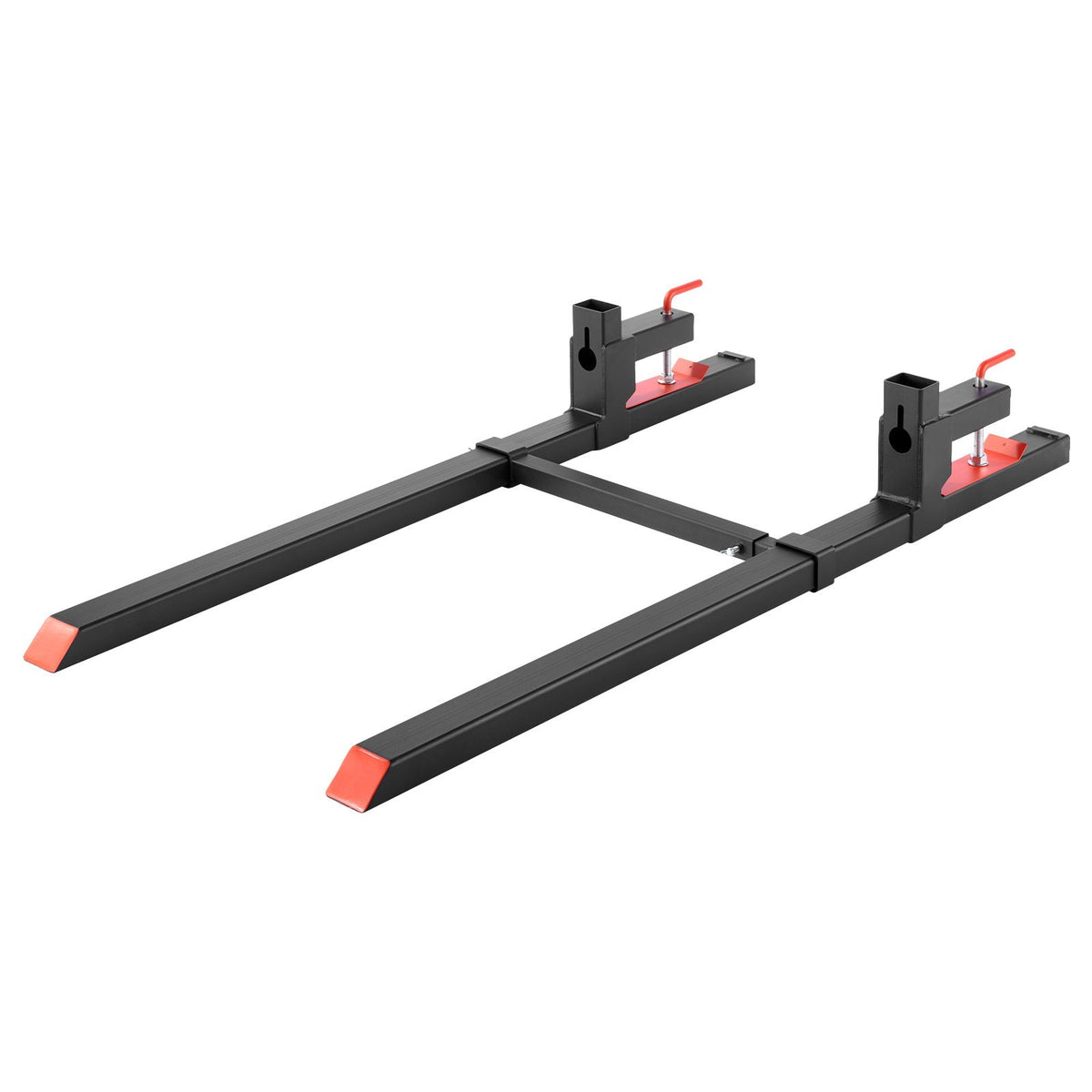 Pallet Forks, 907 kg Clamp on Pallet Forks, 149 cm Total Length Heavy-Duty Tractor Fork with Adjustable Stabilizer Bar for Tractor Attachments, Loader Bucket, and Skid Steer, Black