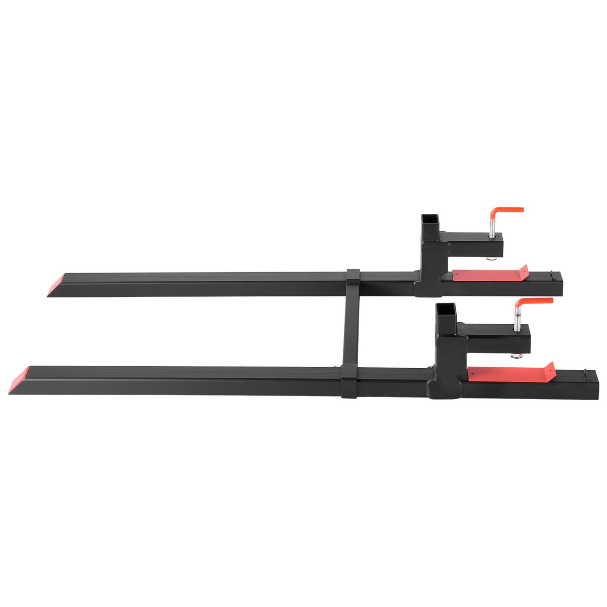 Pallet Forks, 907 kg Clamp on Pallet Forks, 149 cm Total Length Heavy-Duty Tractor Fork with Adjustable Stabilizer Bar for Tractor Attachments, Loader Bucket, and Skid Steer, Black