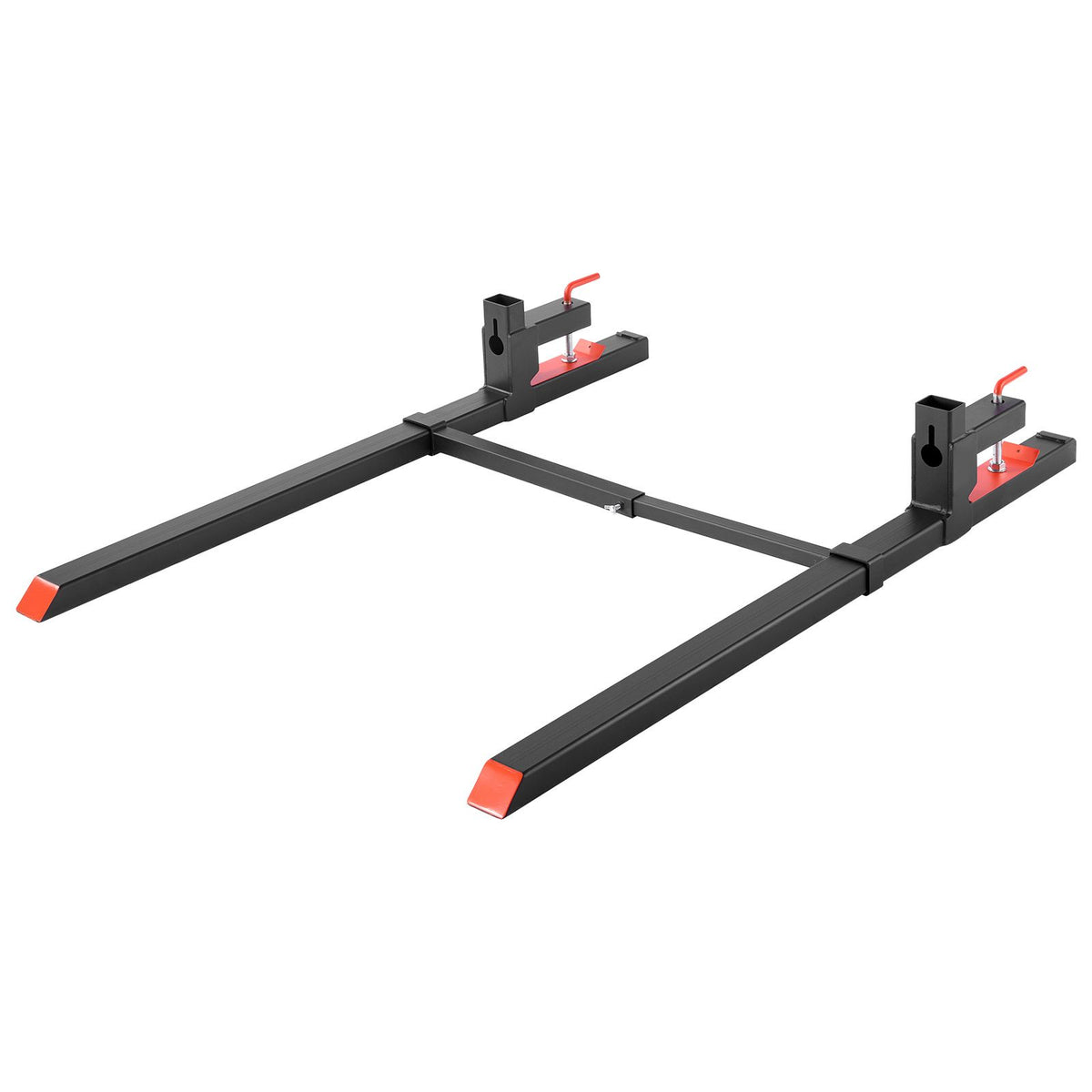 Pallet Forks, 907 kg Clamp on Pallet Forks, 149 cm Total Length Heavy-Duty Tractor Fork with Adjustable Stabilizer Bar for Tractor Attachments, Loader Bucket, and Skid Steer, Black