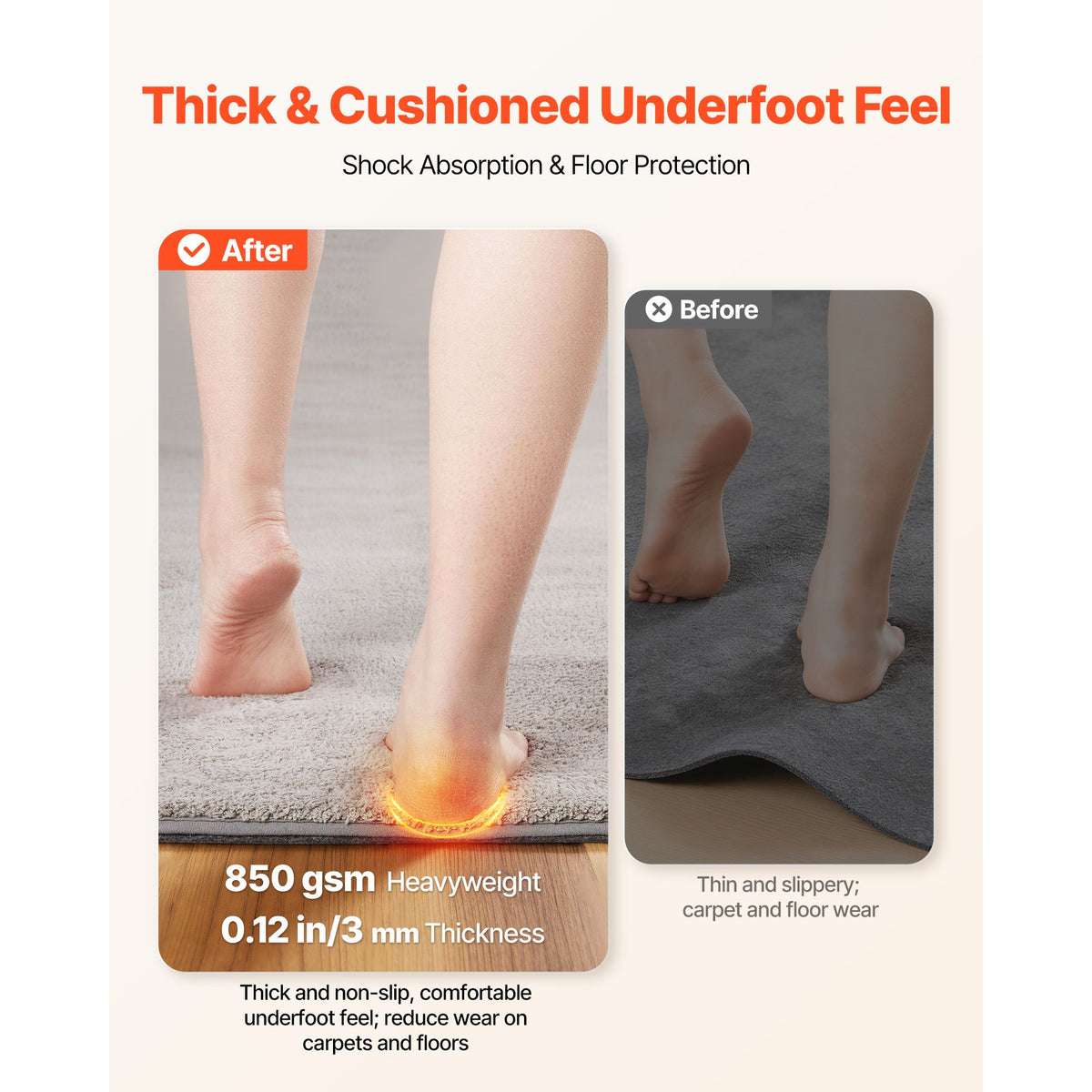 Rug Pad 1.52 x 2.13 m, Non-slip Carpet Area Pad, Rug Mat Padding with Dual Surface Felt Cushion & Rubber Gripper, Hardwood Floor Protection for All Floors, Finishes, Keeps Carpets in Place
