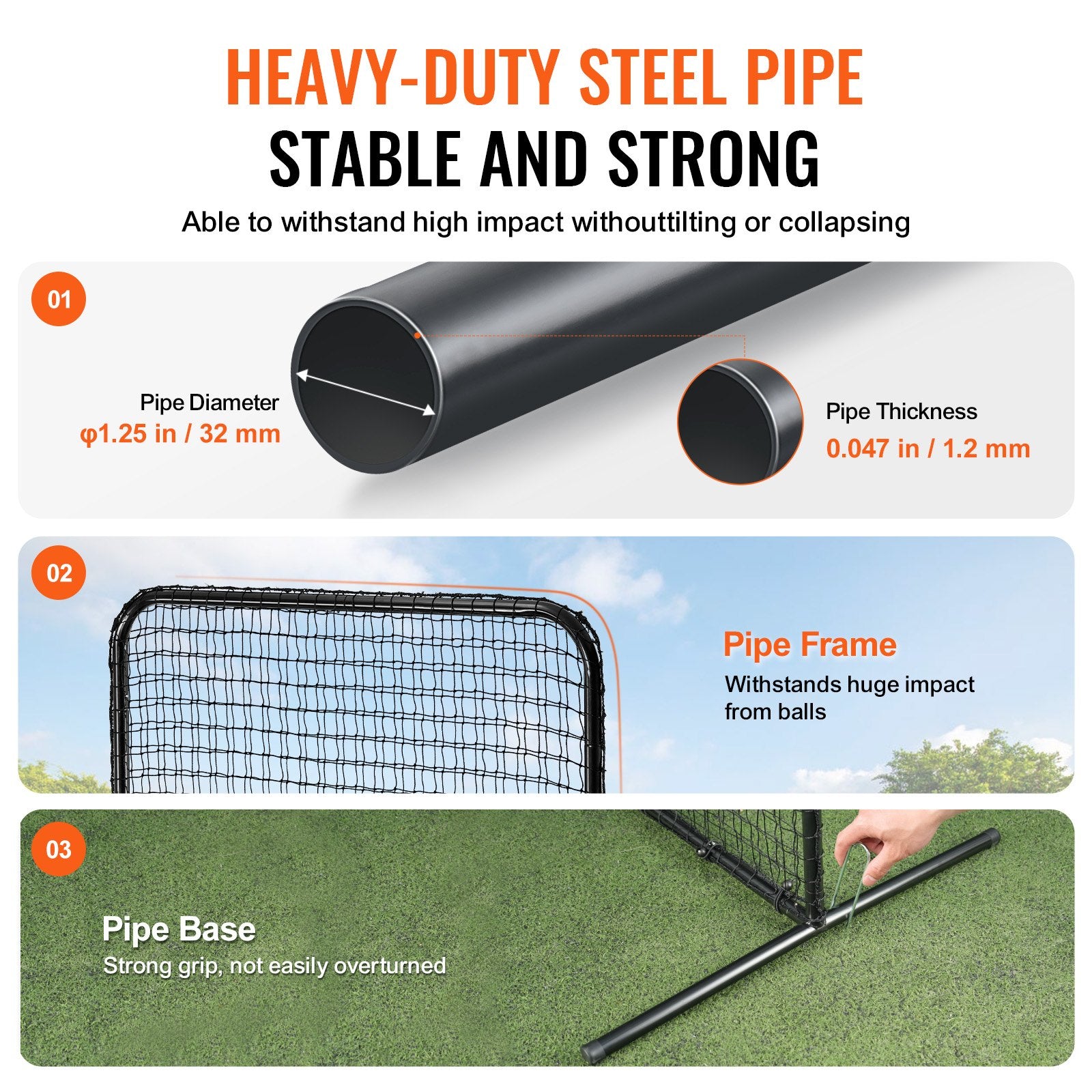 Netball & Netball Accessories: VEVOR I Screen Baseball for Batting Cage, 7x4 ft Baseball Softball Safety Screen, Body Protector Portable Batting Screen with Carry Bag & Ground Stakes, Heavy Duty Pitching Net for Pitchers Protection