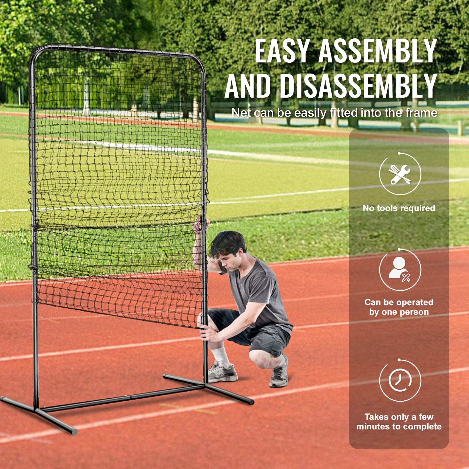 Netball & Netball Accessories: VEVOR I Screen Baseball for Batting Cage, 7x4 ft Baseball Softball Safety Screen, Body Protector Portable Batting Screen with Carry Bag & Ground Stakes, Heavy Duty Pitching Net for Pitchers Protection