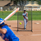 Netball & Netball Accessories: VEVOR I Screen Baseball for Batting Cage, 7x4 ft Baseball Softball Safety Screen, Body Protector Portable Batting Screen with Carry Bag & Ground Stakes, Heavy Duty Pitching Net for Pitchers Protection